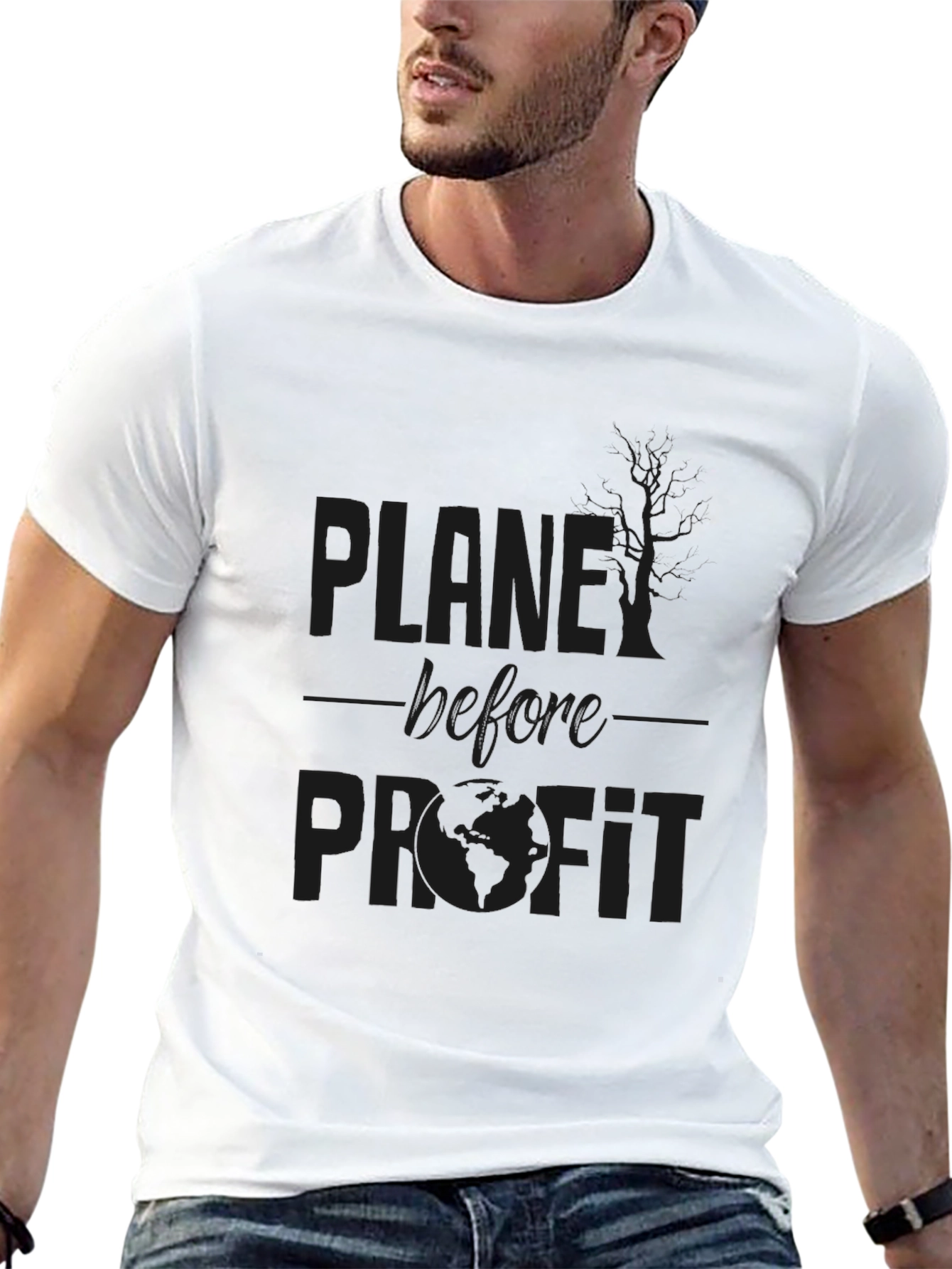 Planet Before Profit Black Graphic T-Shirt