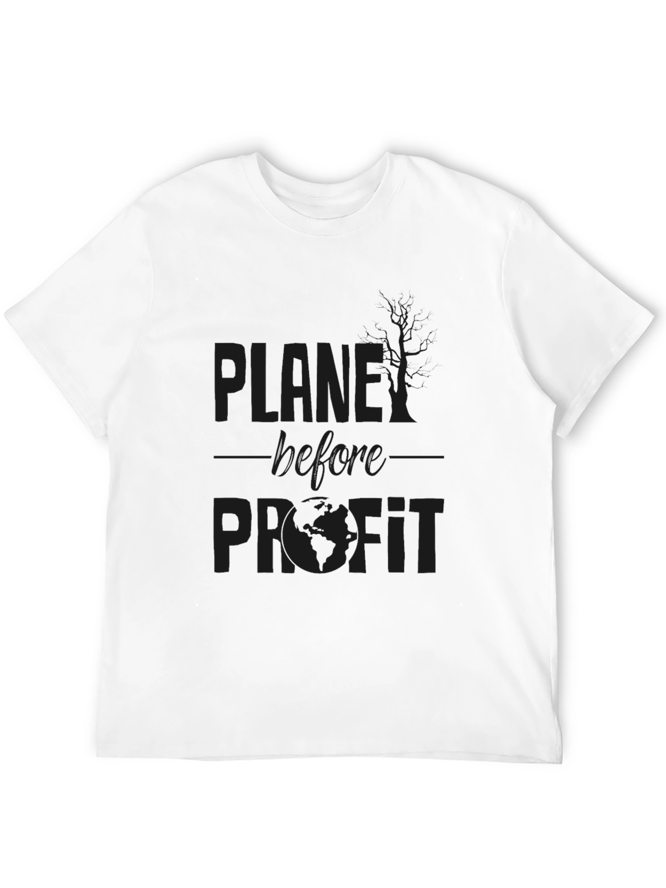 Planet Before Profit Black Graphic T-Shirt