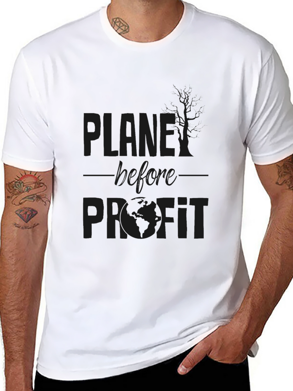 Planet Before Profit Black Graphic T-Shirt