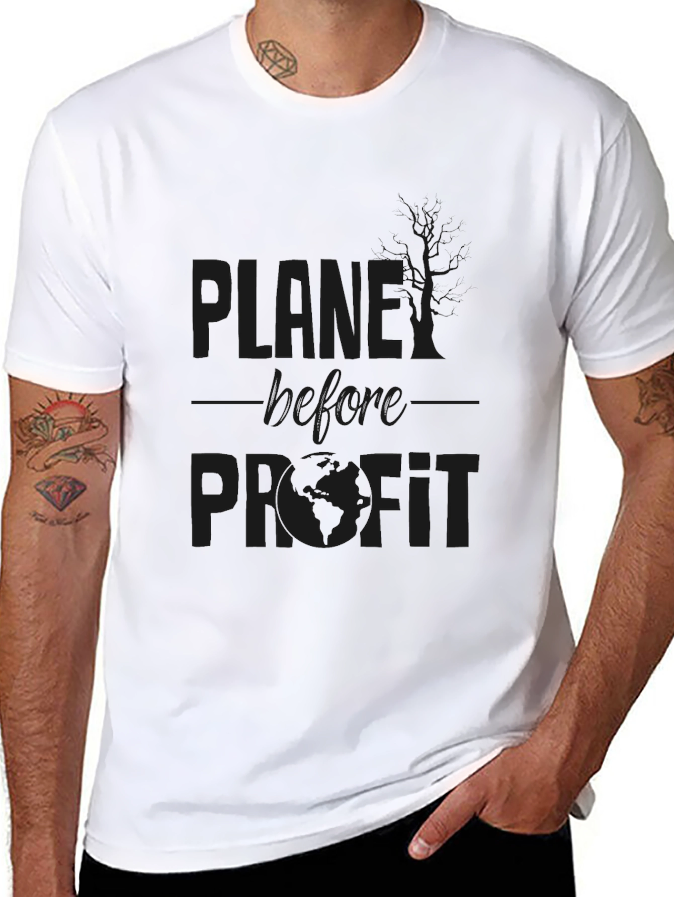 Planet Before Profit Black Graphic T-Shirt