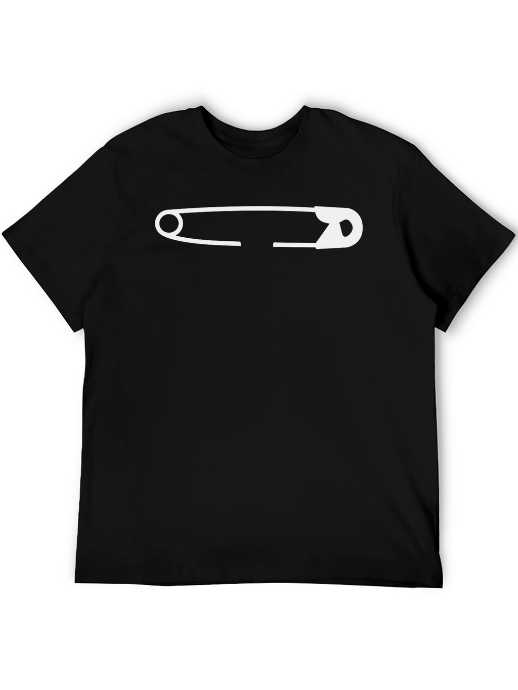 Safety Pin Graphic Tee - Black Cotton Casual Shirt