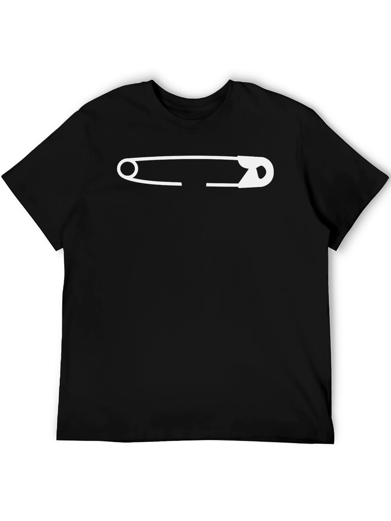 Safety Pin Graphic Tee - Black Cotton Casual Shirt