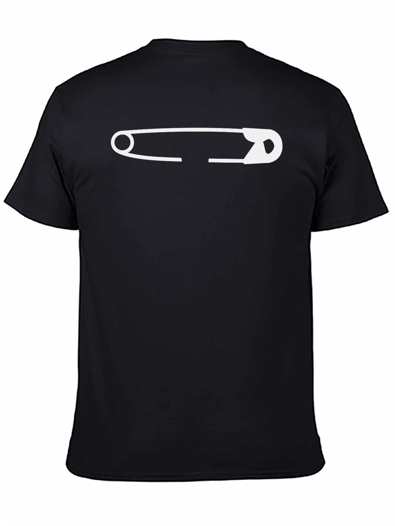 Safety Pin Graphic Tee - Black Cotton Casual Shirt
