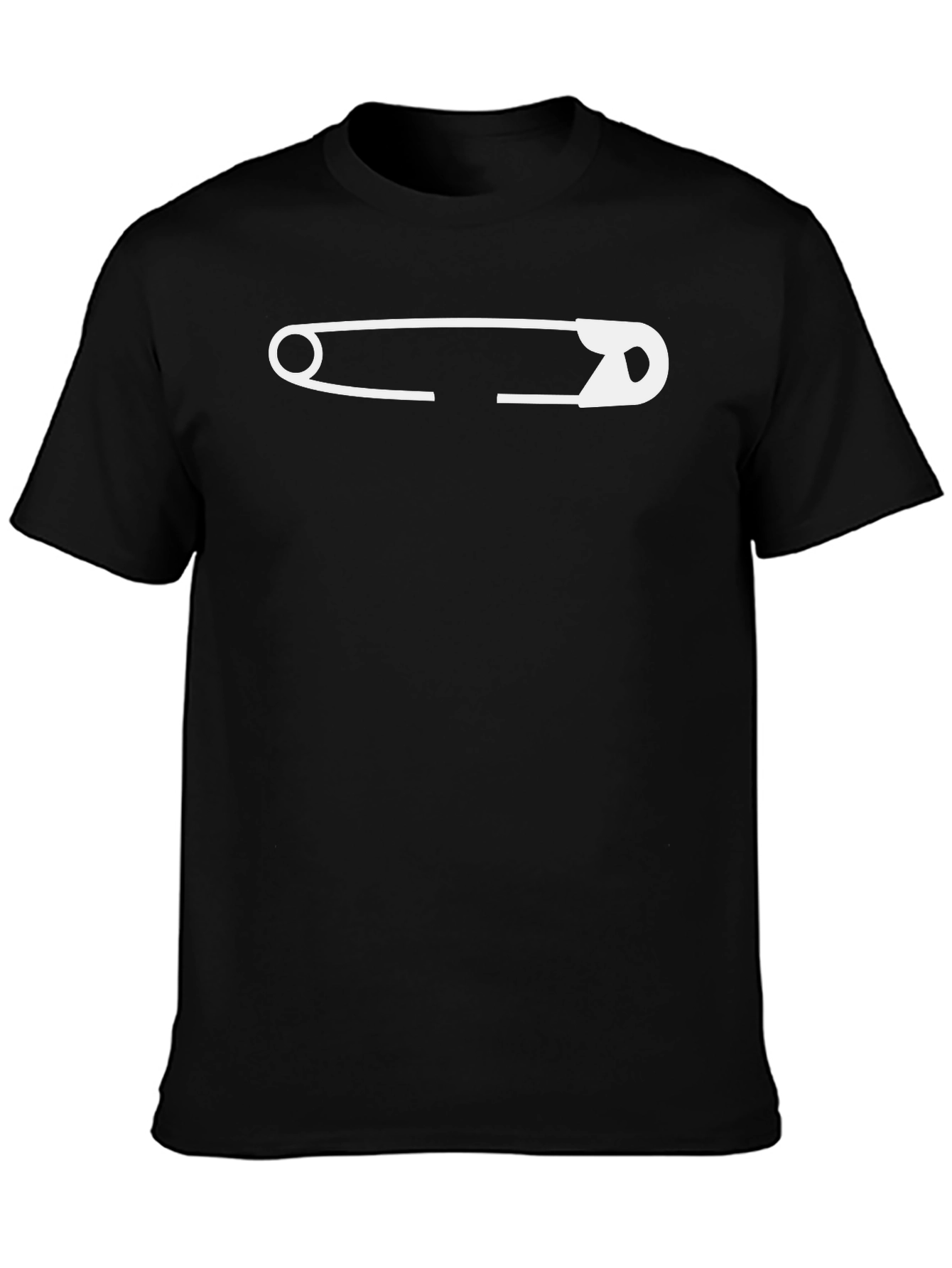 Safety Pin Graphic Tee - Black Cotton Casual Shirt