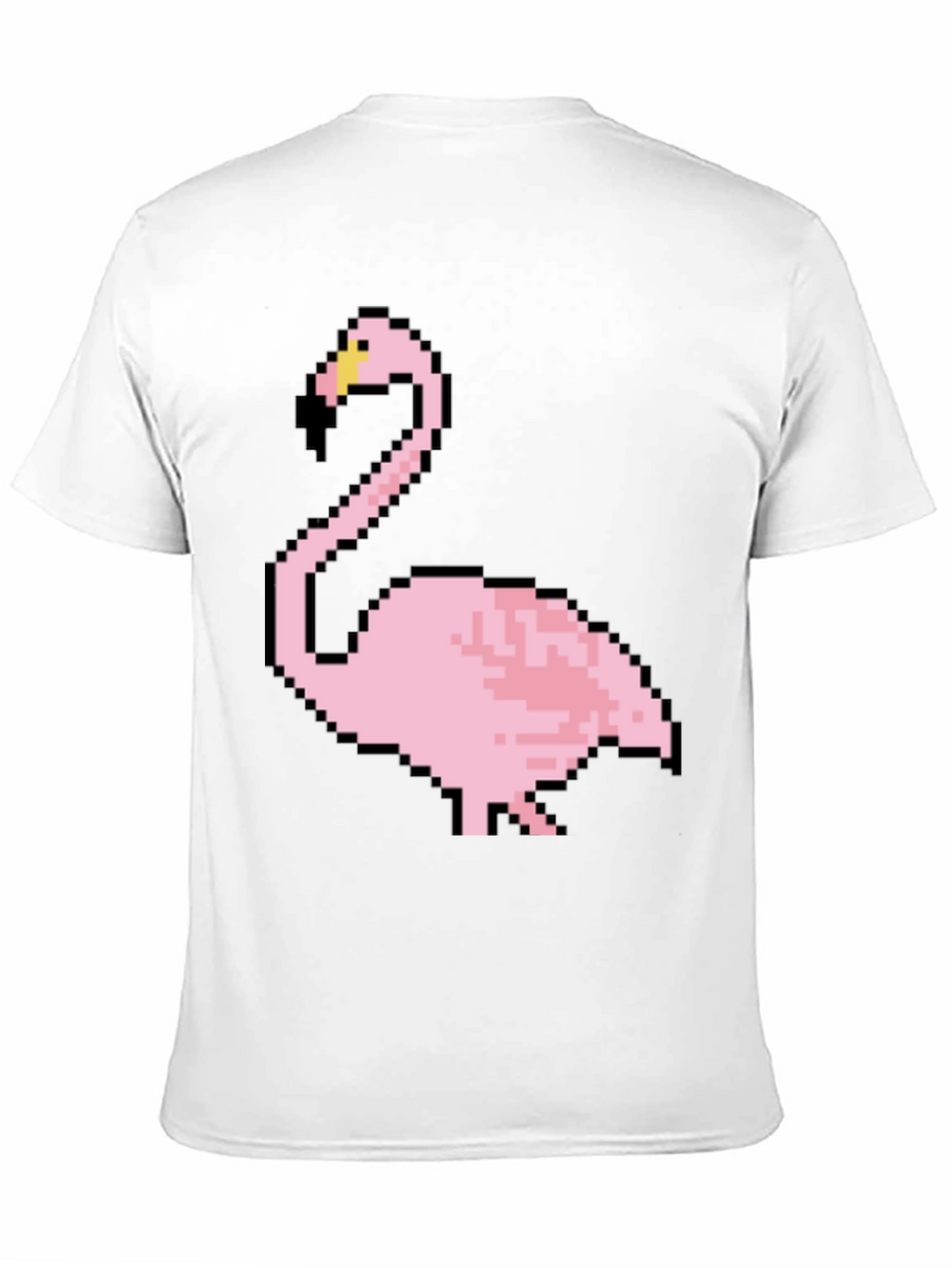 Pixel Flamingo Graphic Tee - Black Cotton T-Shirt