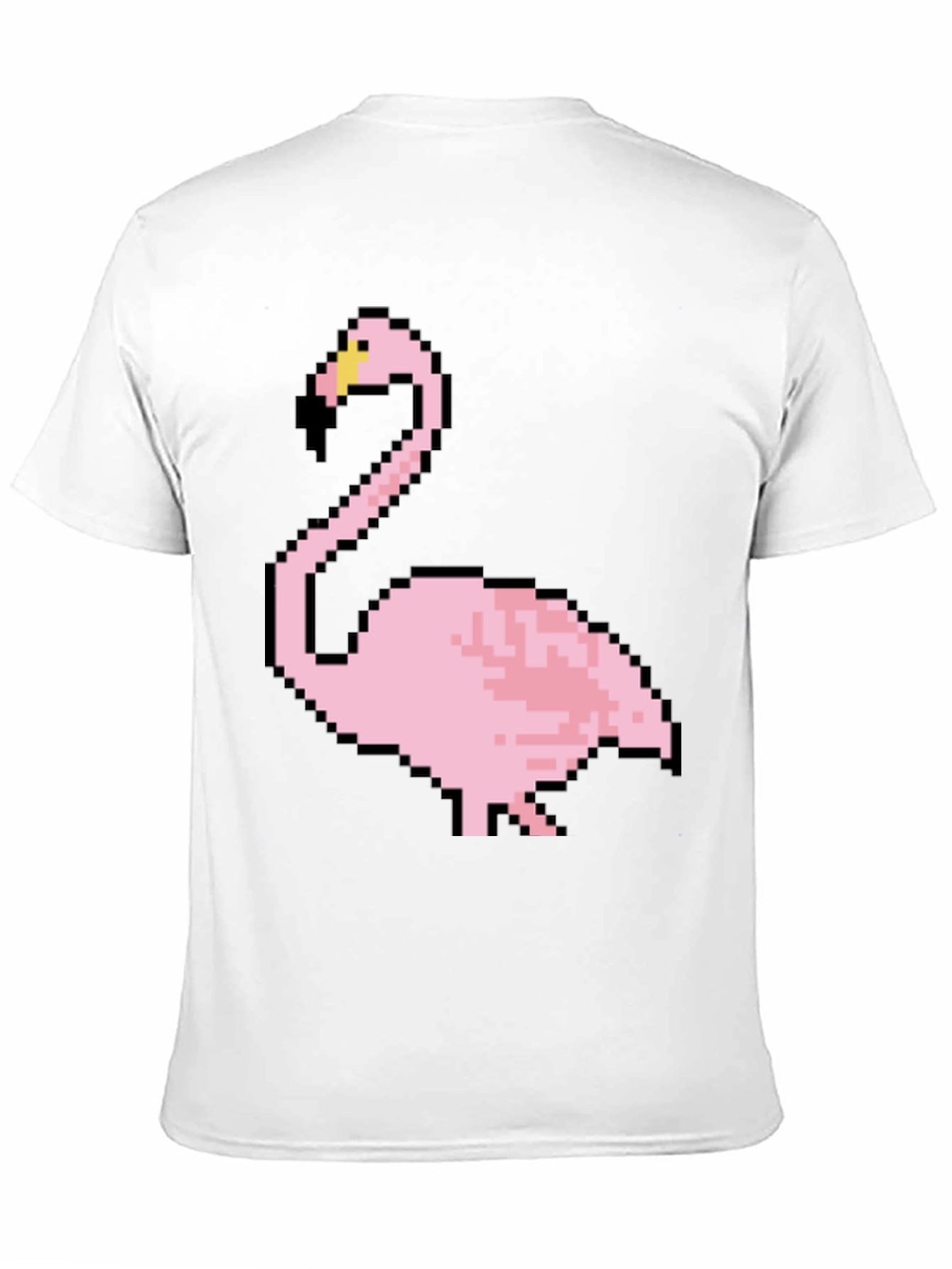 Pixel Flamingo Graphic Tee - Black Cotton T-Shirt