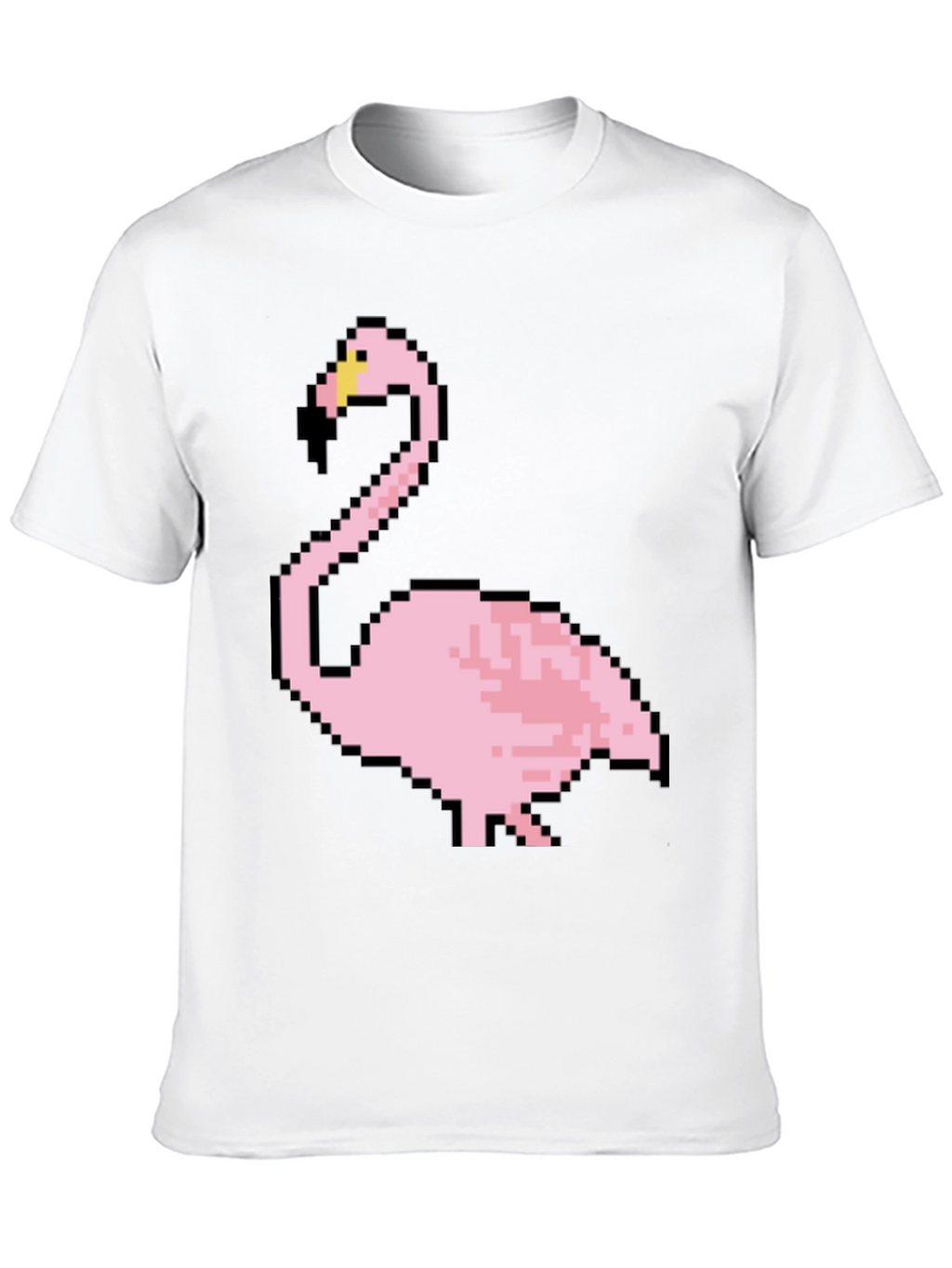 Pixel Flamingo Graphic Tee - Black Cotton T-Shirt