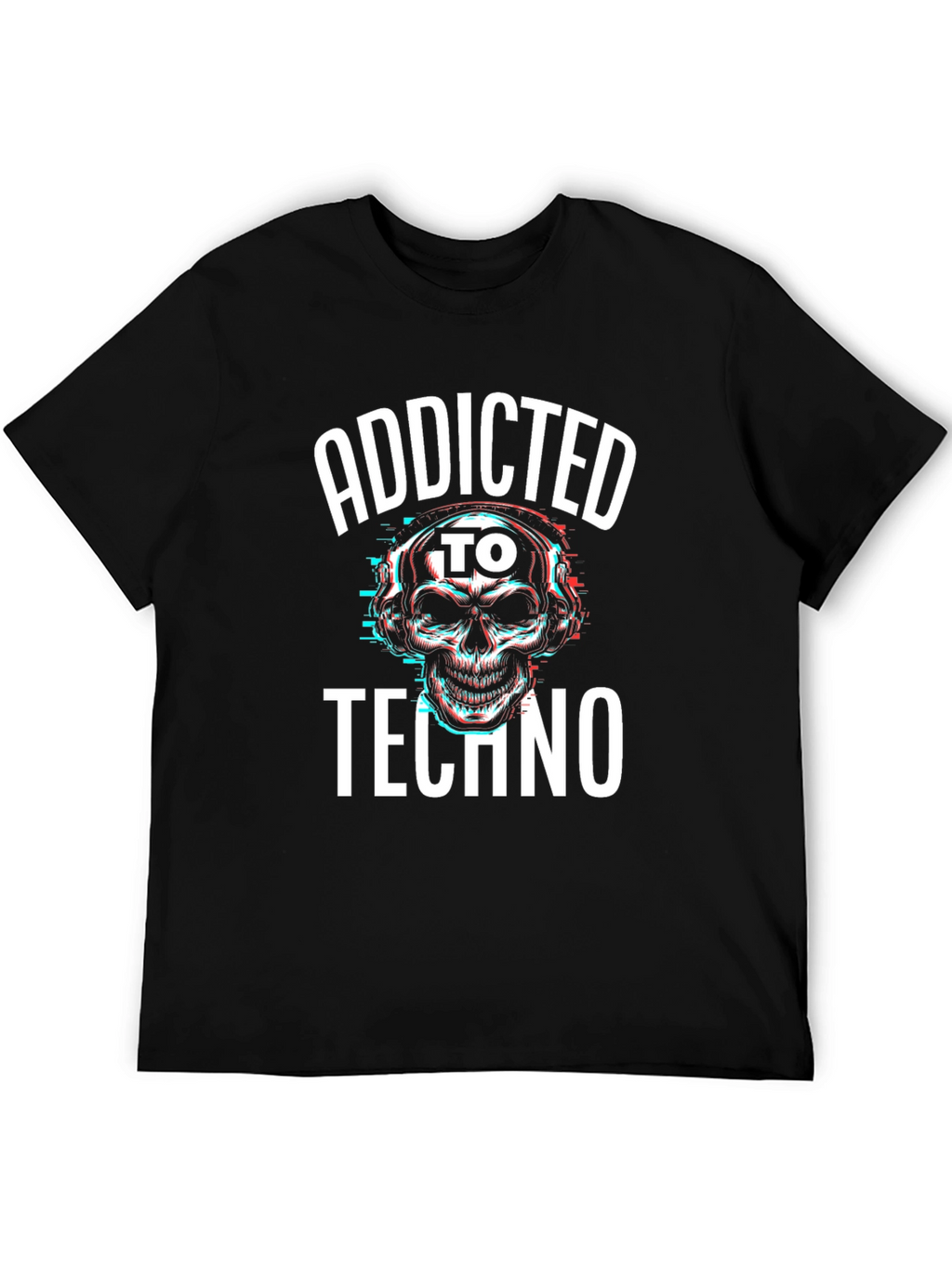 Addicted to Techno Skull Graphic T-Shirt