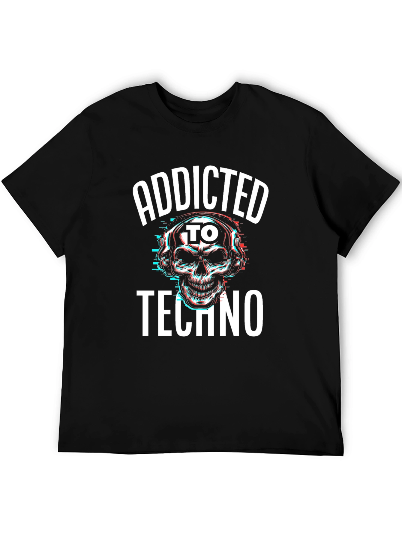 Addicted to Techno Skull Graphic T-Shirt