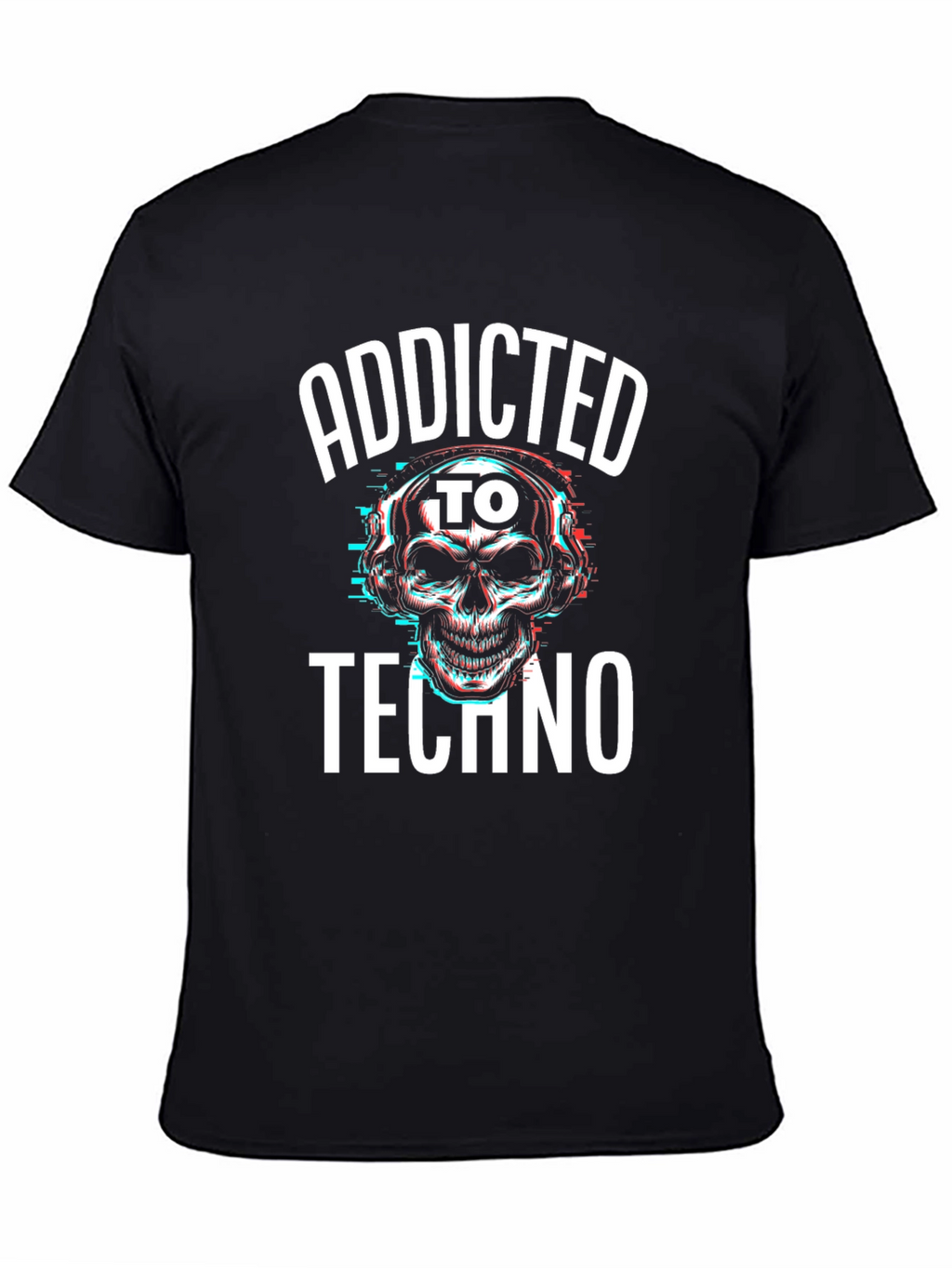 Addicted to Techno Skull Graphic T-Shirt