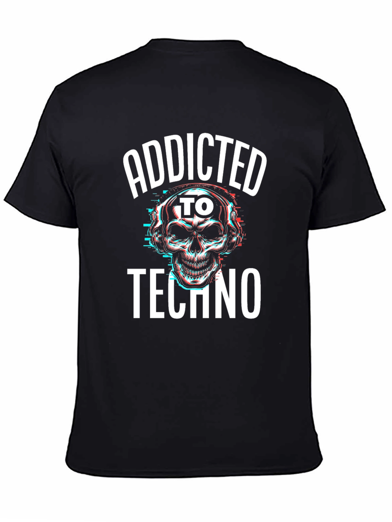 Addicted to Techno Skull Graphic T-Shirt
