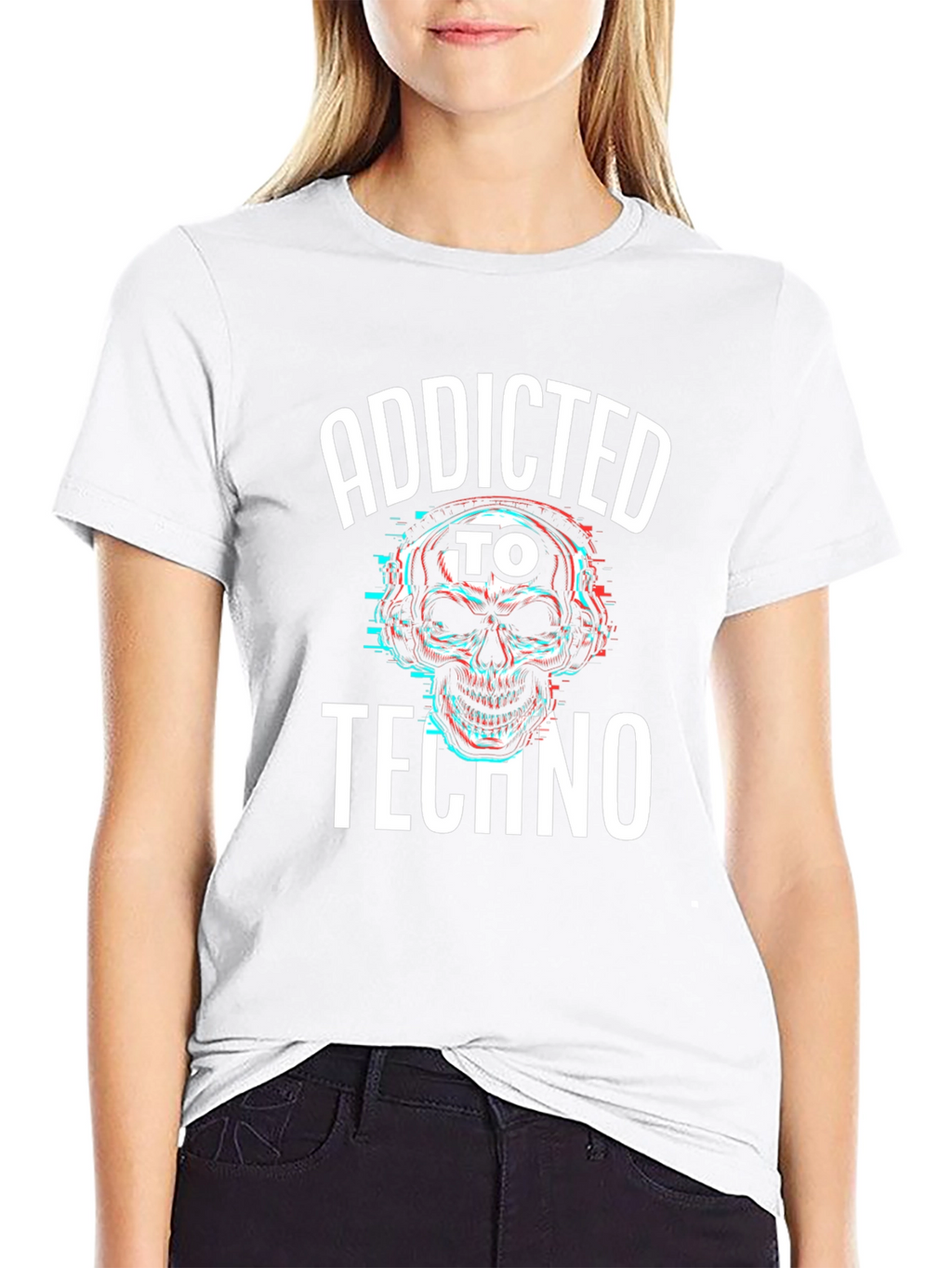 Addicted to Techno Skull Graphic T-Shirt