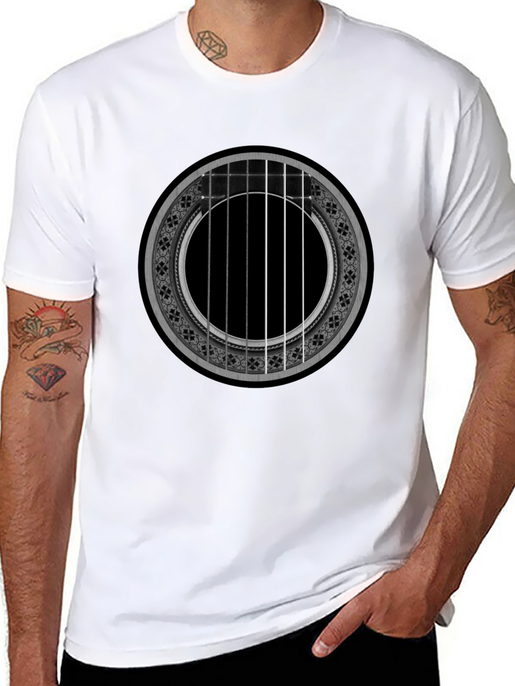 Acoustic Guitar Rose T-Shirt - Music Lover Tee