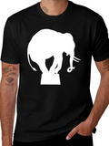 Elephant Silhouette Graphic Tee - Black