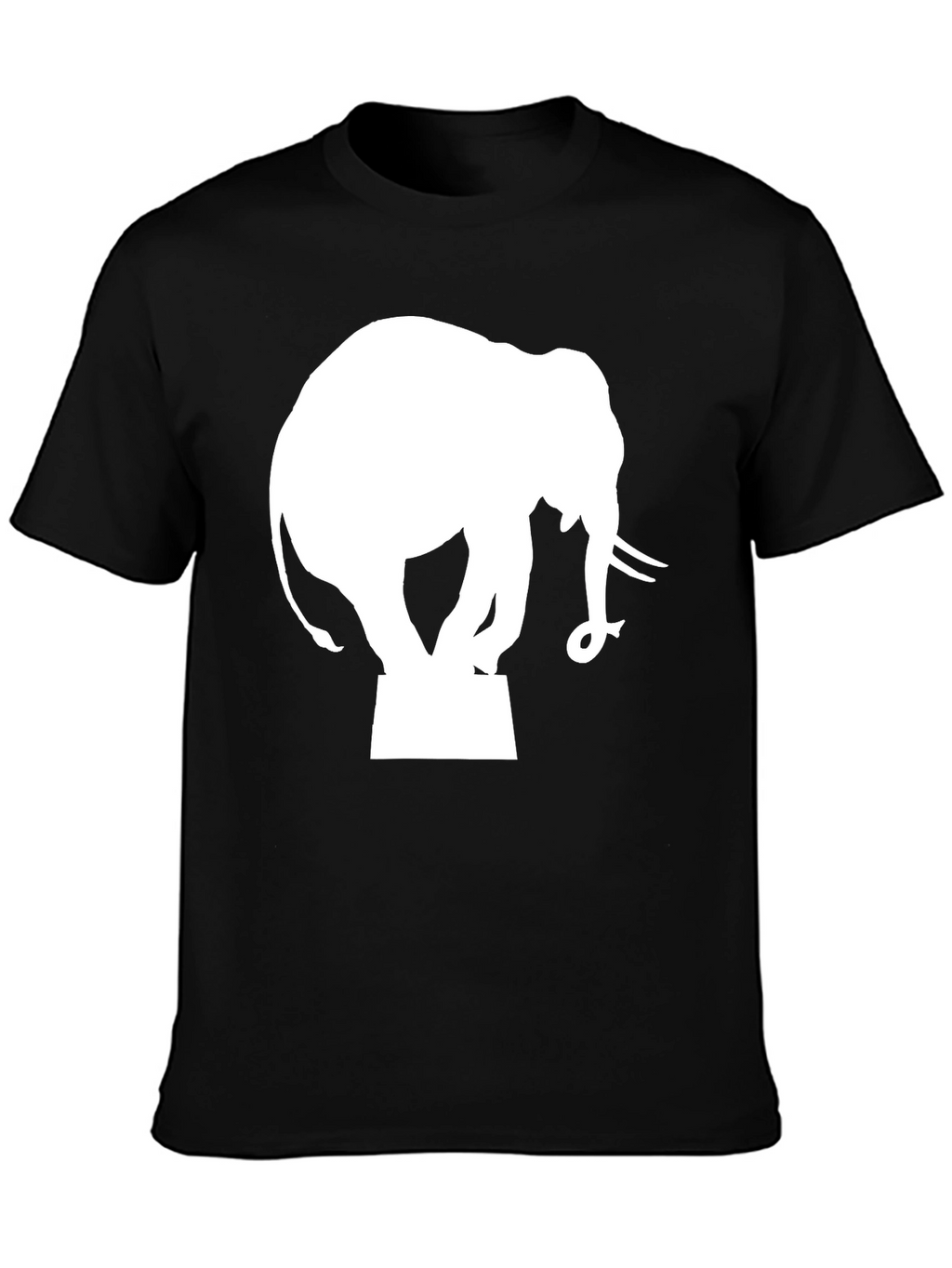 Elephant Silhouette Graphic Tee - Black