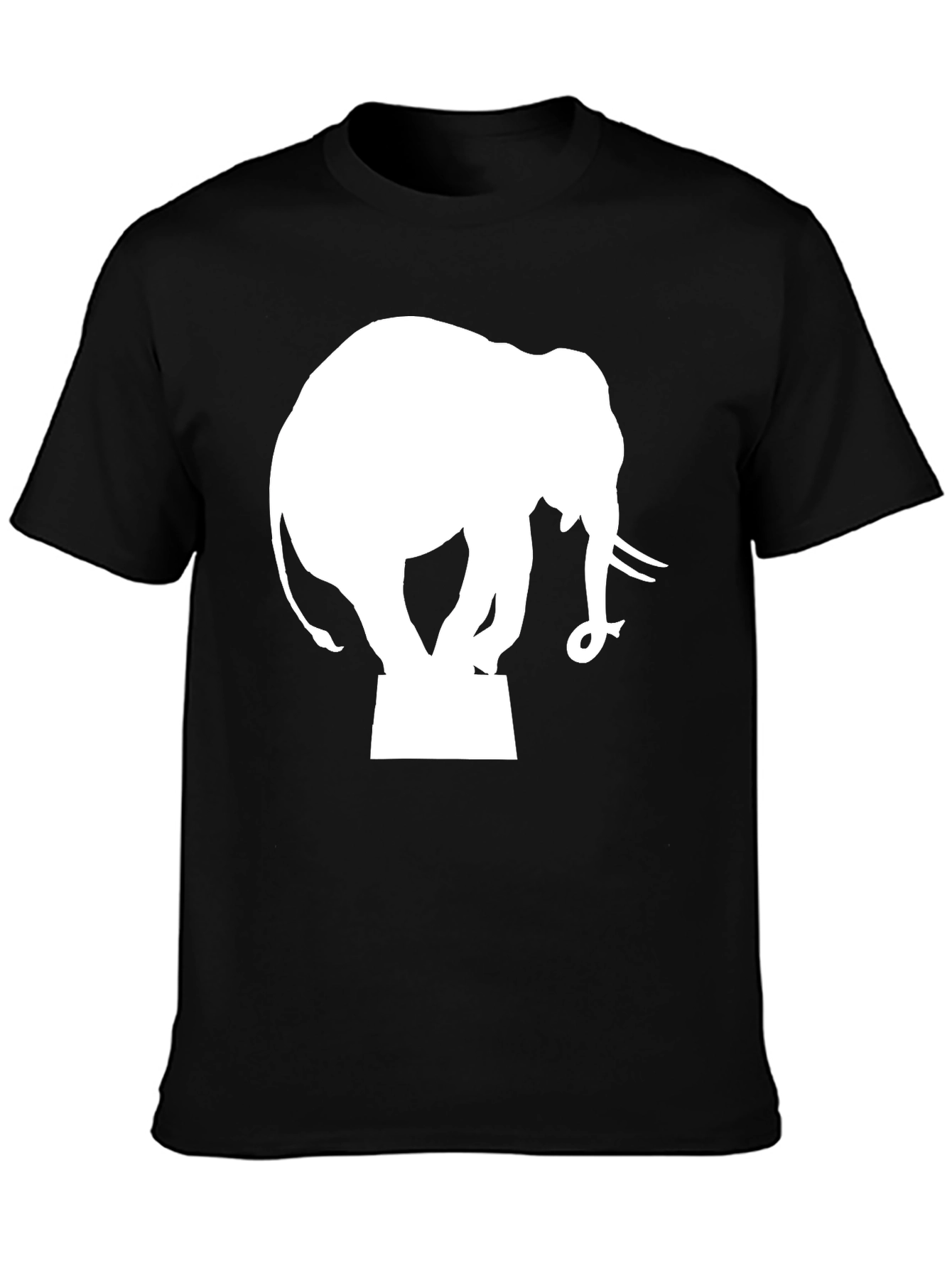 Elephant Silhouette Graphic Tee - Black