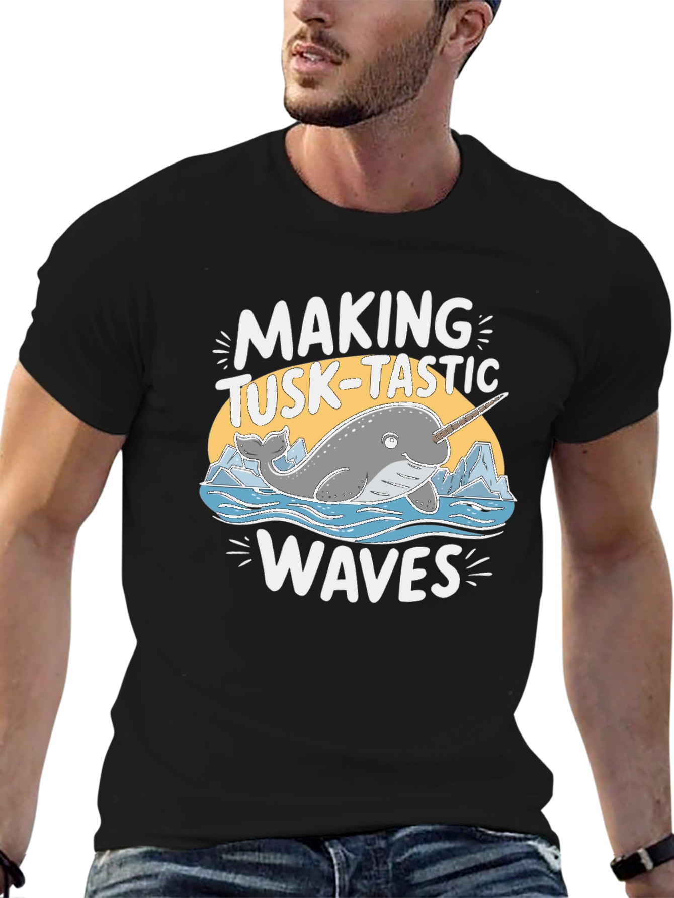 Making Tusk-Tastic Waves Narwhal Graphic T-Shirt