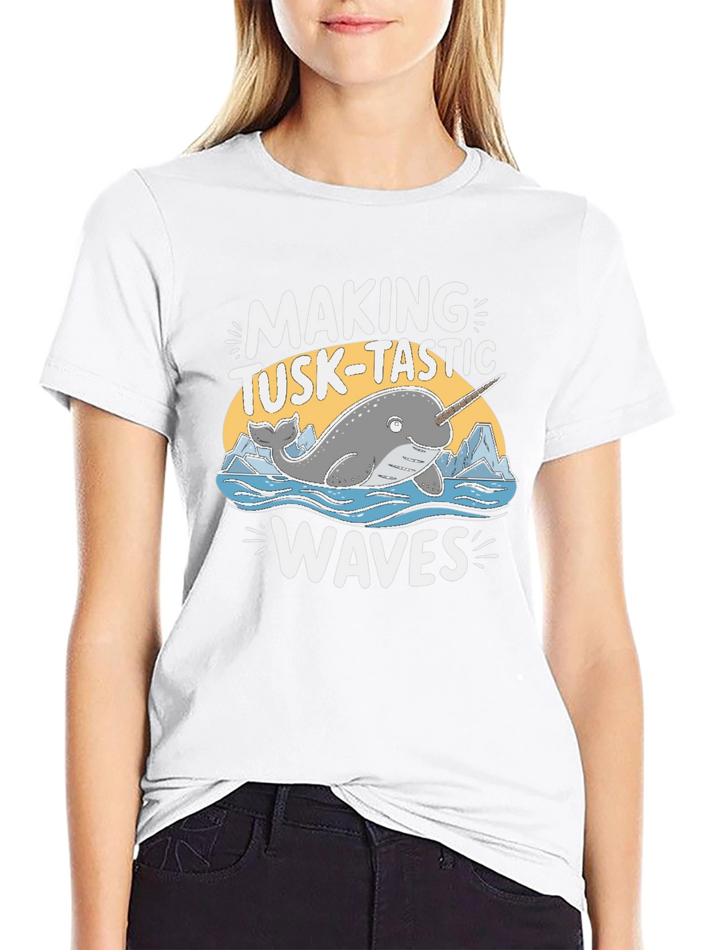 Making Tusk-Tastic Waves Narwhal Graphic T-Shirt
