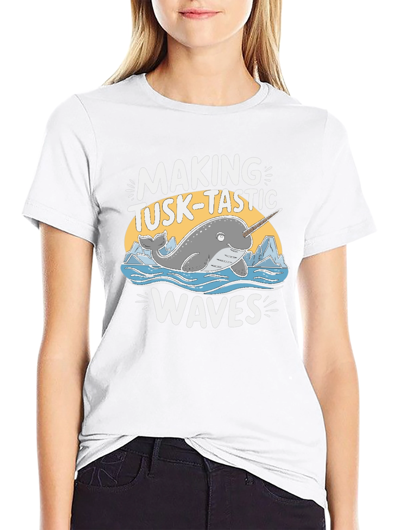 Making Tusk-Tastic Waves Narwhal Graphic T-Shirt