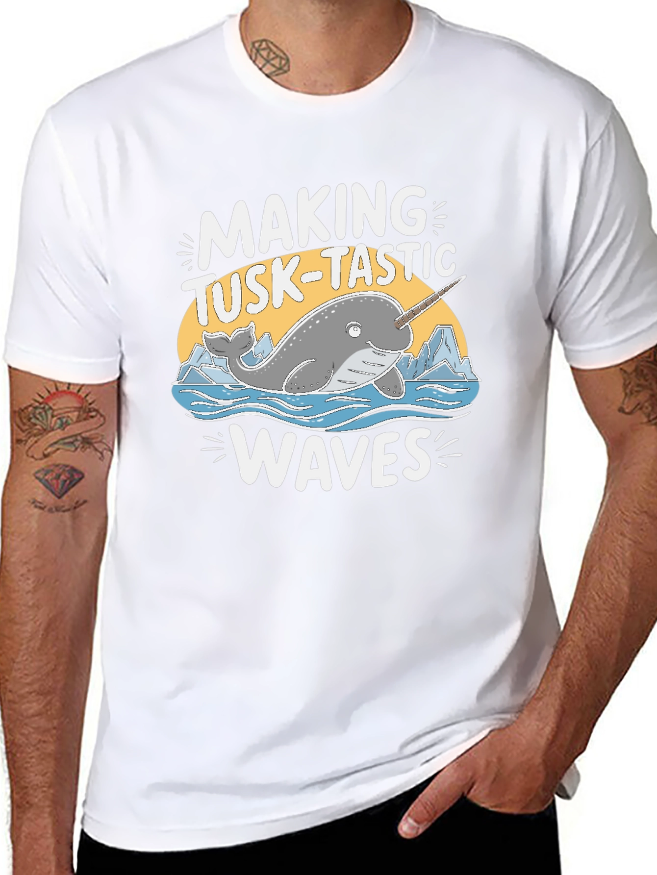 Making Tusk-Tastic Waves Narwhal Graphic T-Shirt