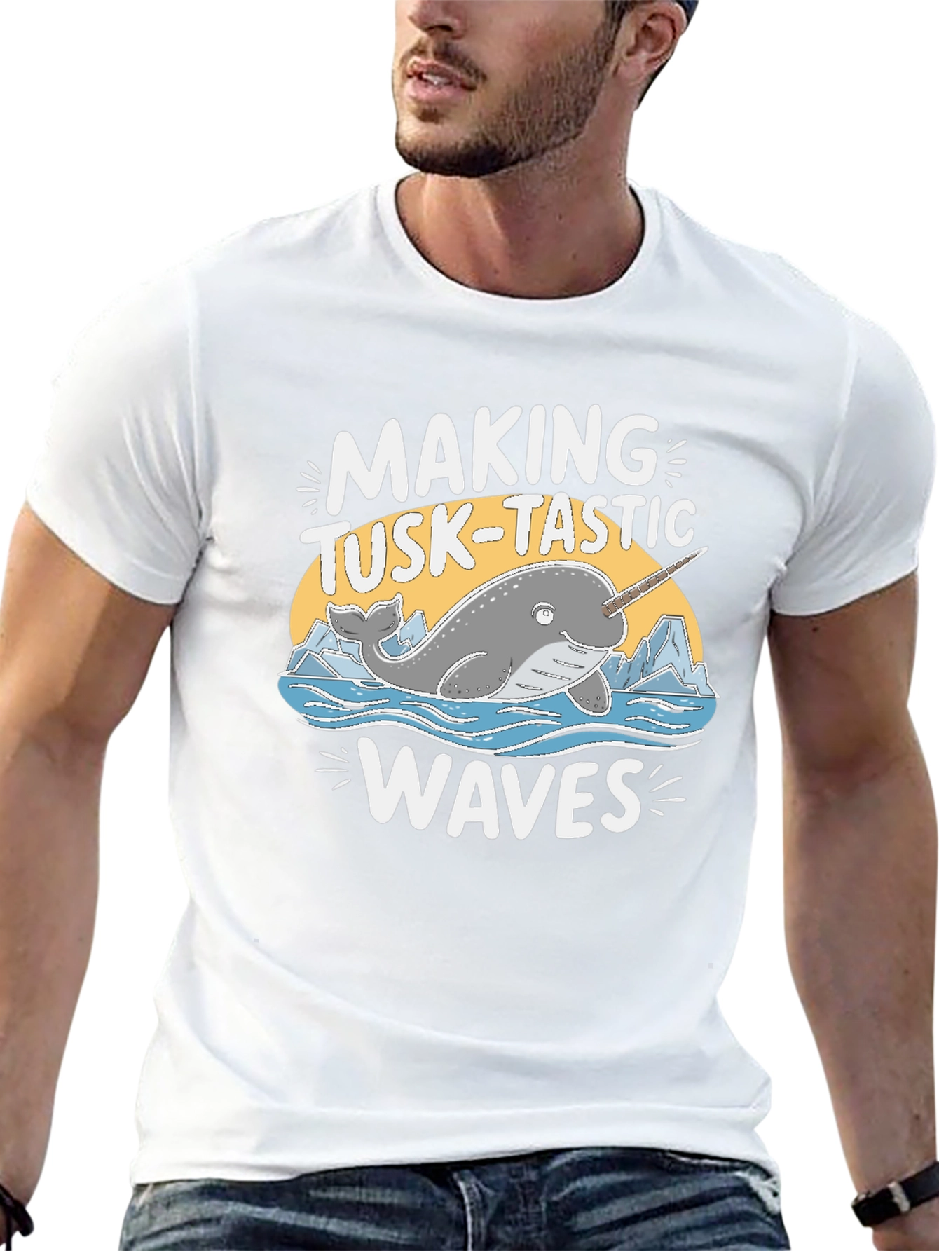 Making Tusk-Tastic Waves Narwhal Graphic T-Shirt