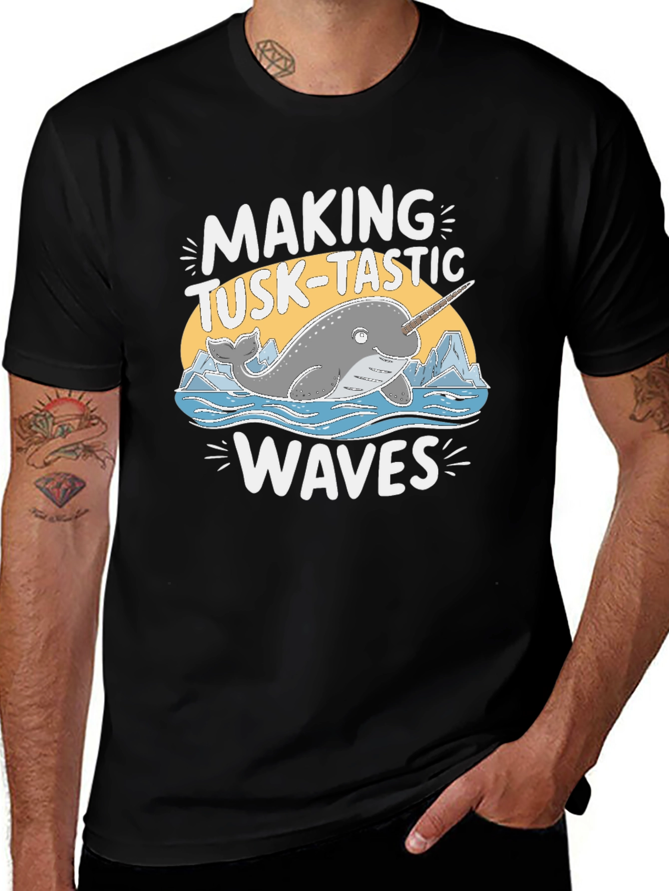 Making Tusk-Tastic Waves Narwhal Graphic T-Shirt