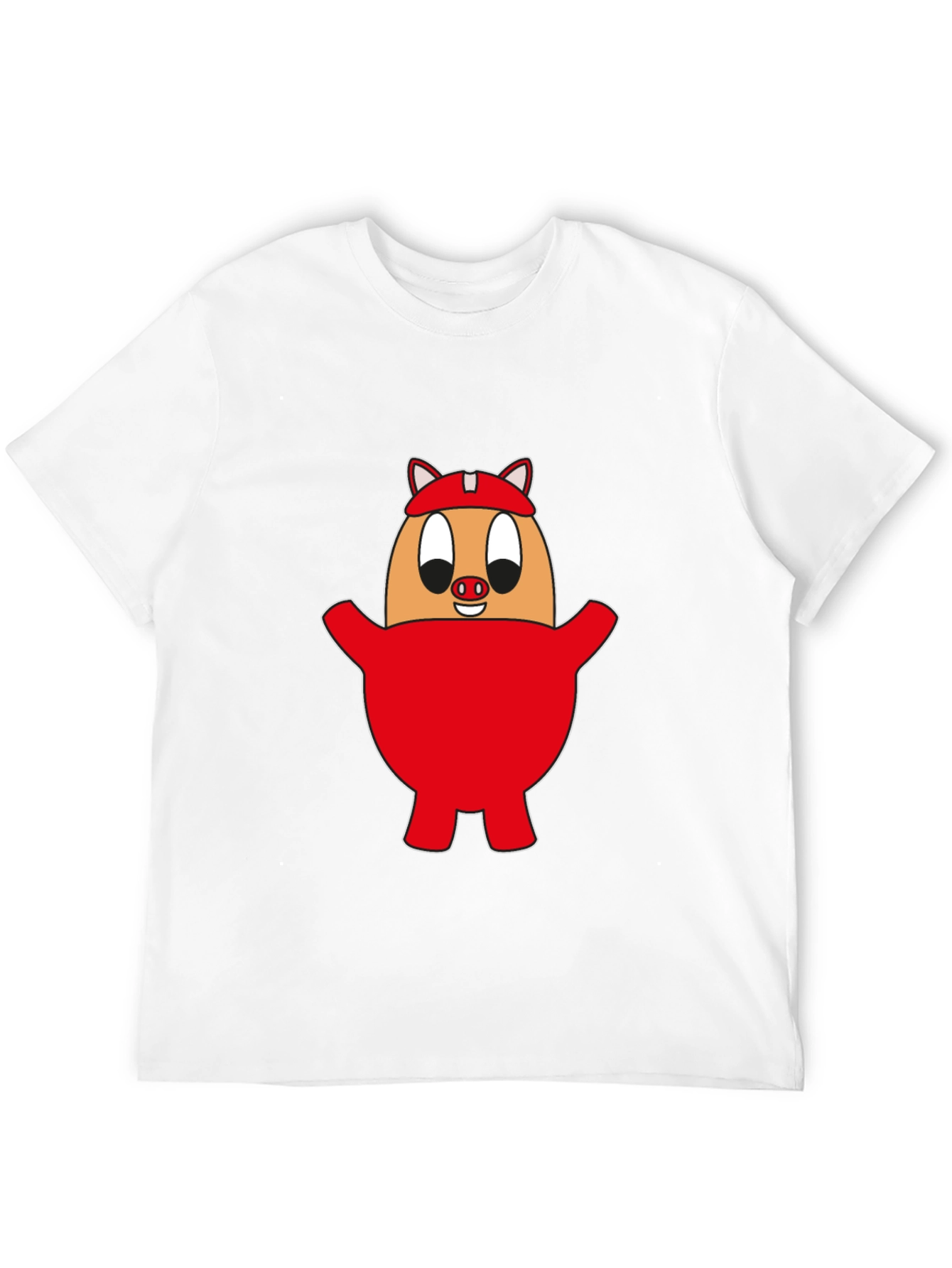 Cartoon Pig Egg Tee - Unisex Black Cotton Shirt