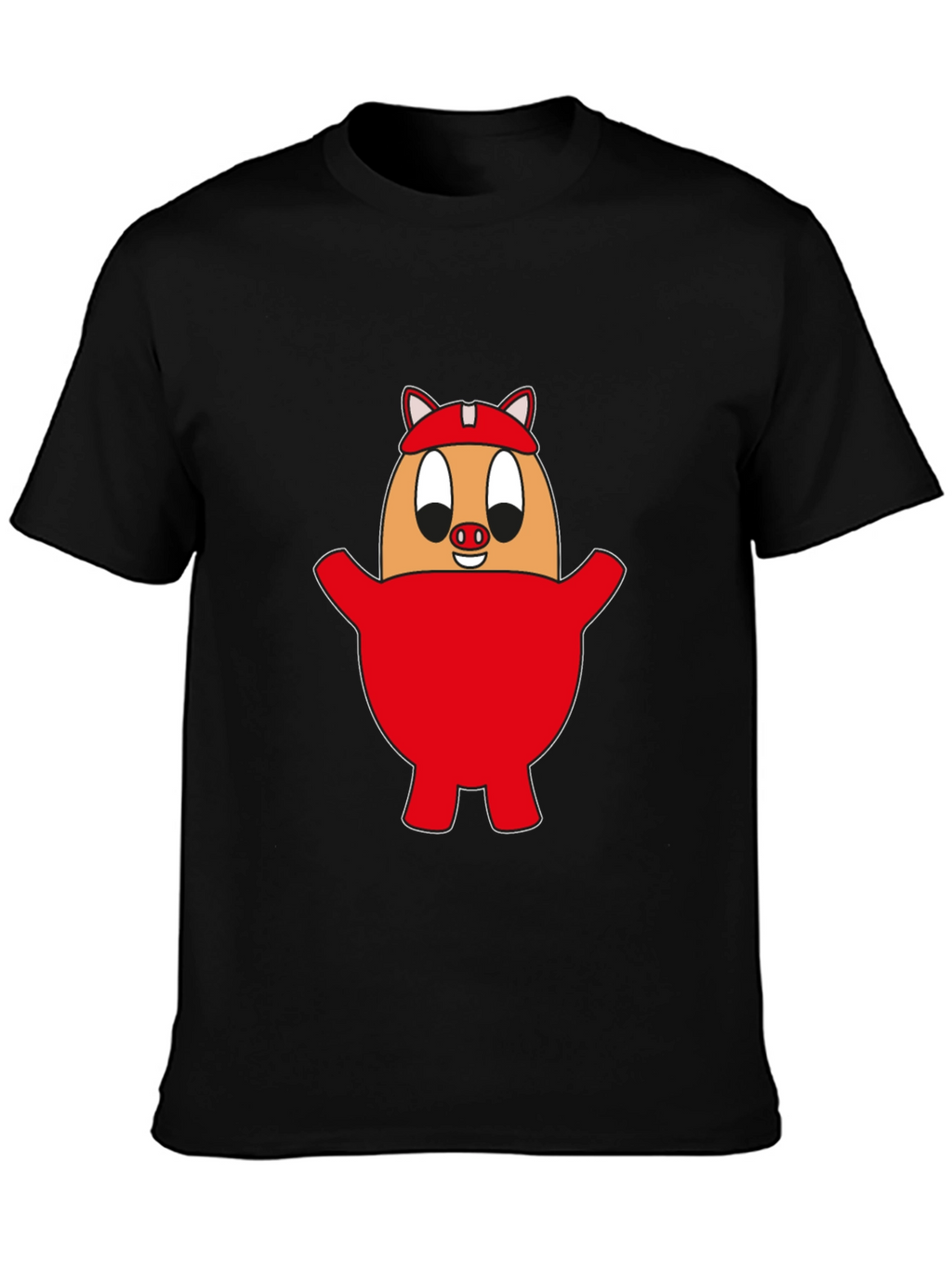 Cartoon Pig Egg Tee - Unisex Black Cotton Shirt