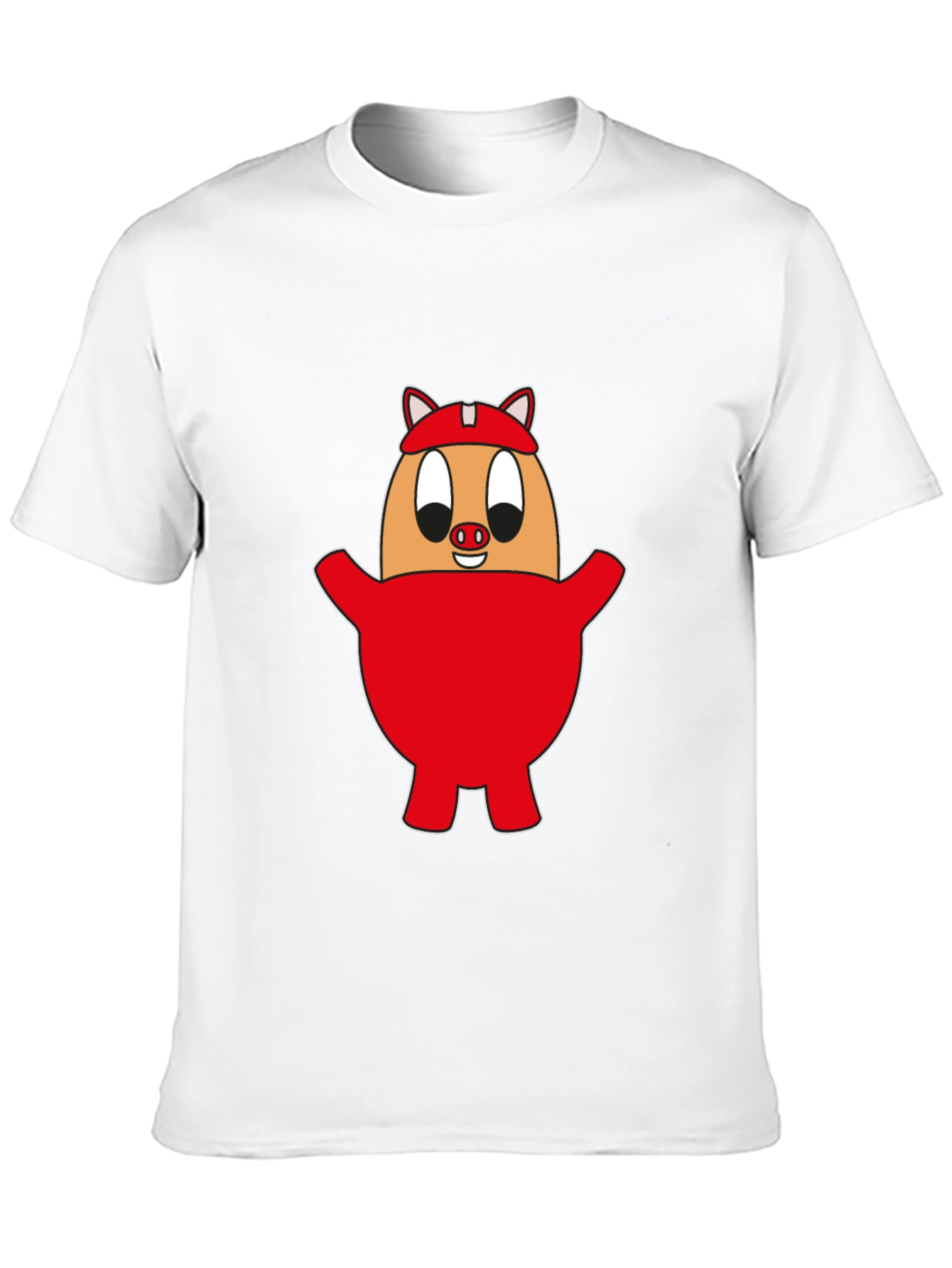 Cartoon Pig Egg Tee - Unisex Black Cotton Shirt