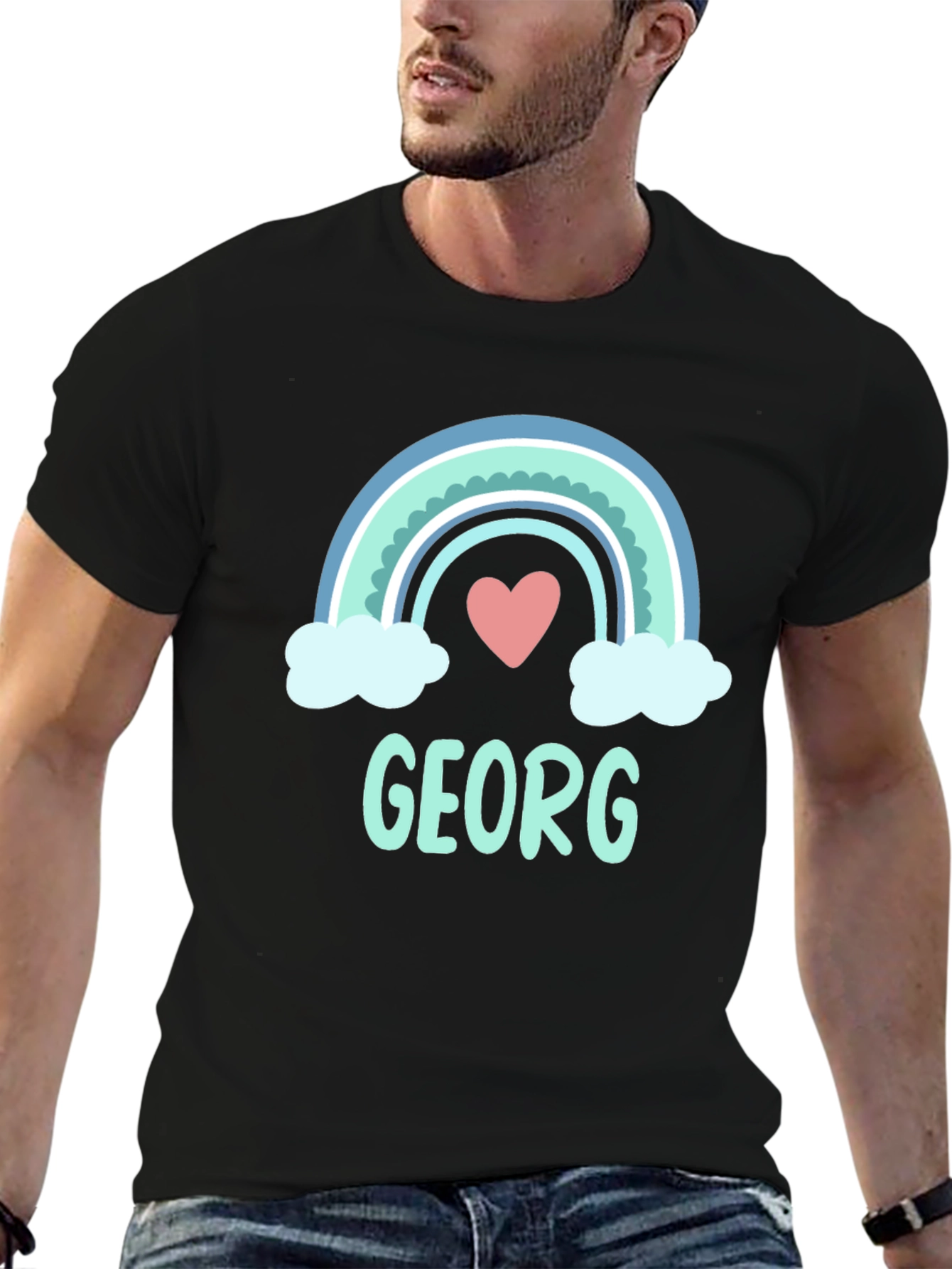 Personalized Georg Rainbow Heart T-Shirt