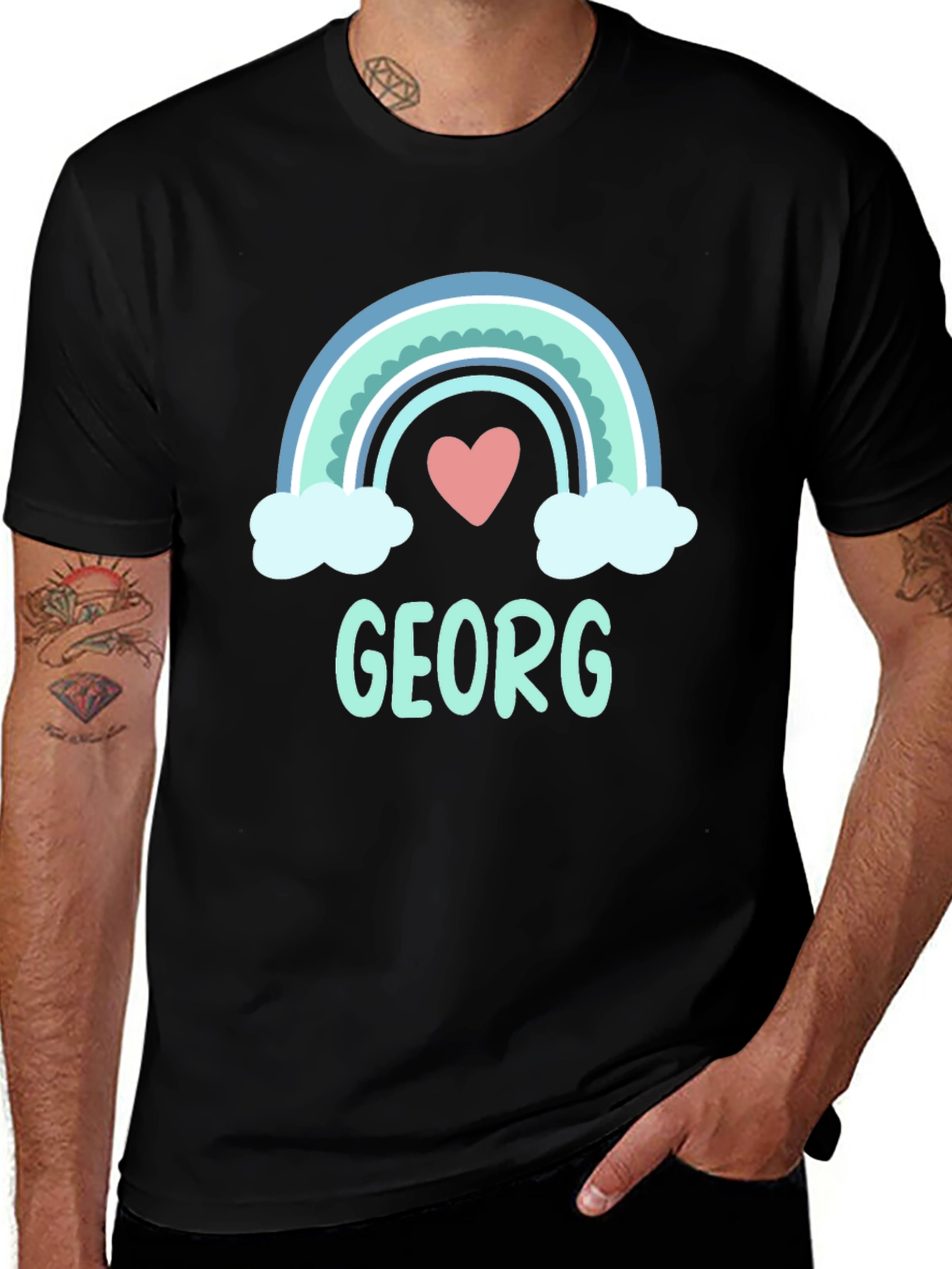 Personalized Georg Rainbow Heart T-Shirt