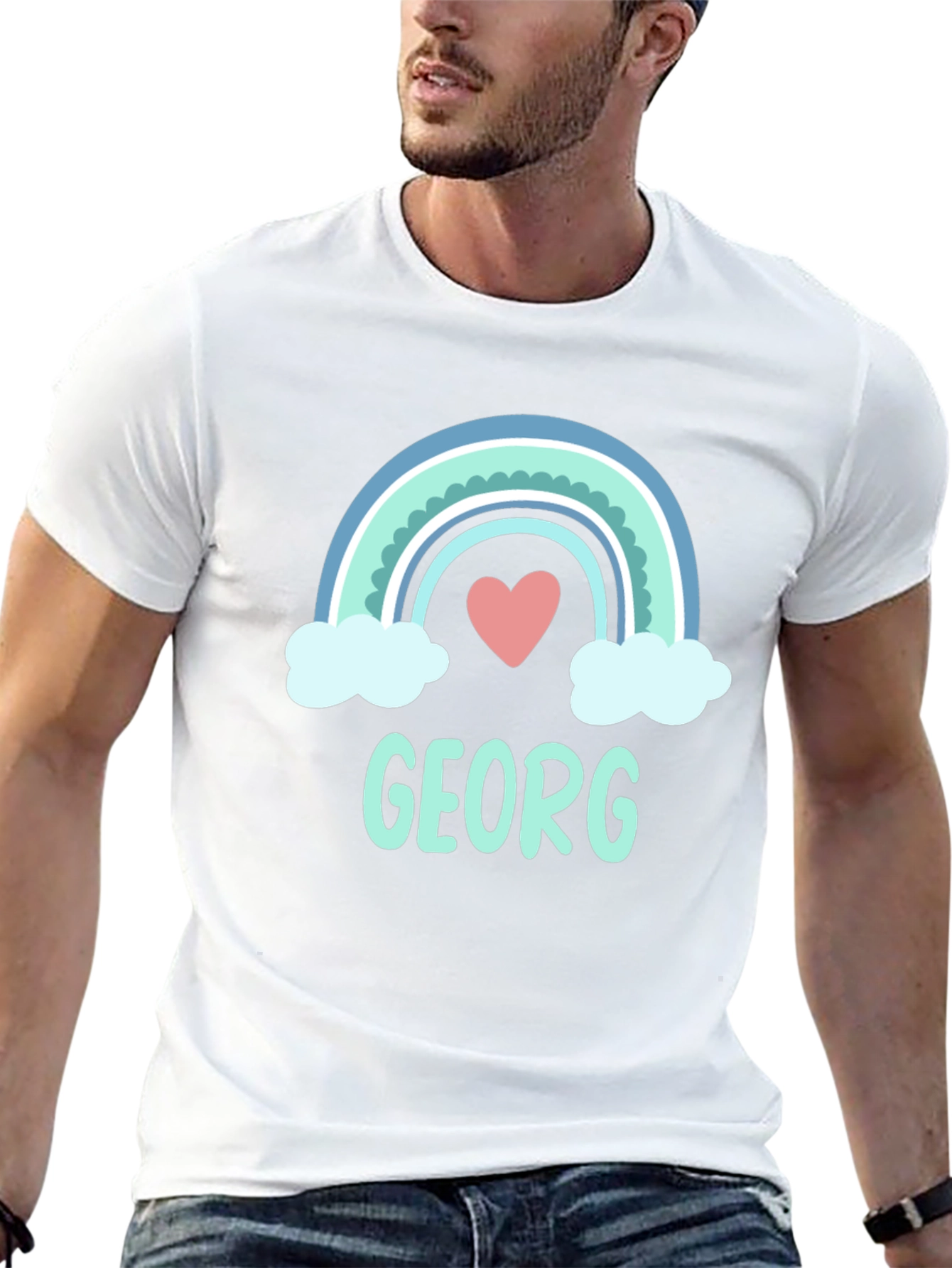 Personalized Georg Rainbow Heart T-Shirt