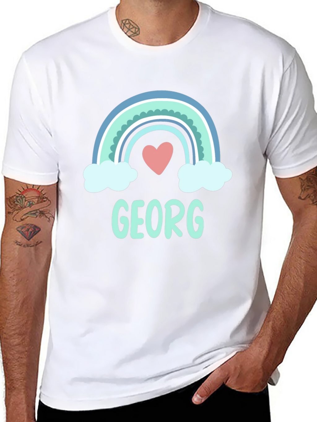 Personalized Georg Rainbow Heart T-Shirt