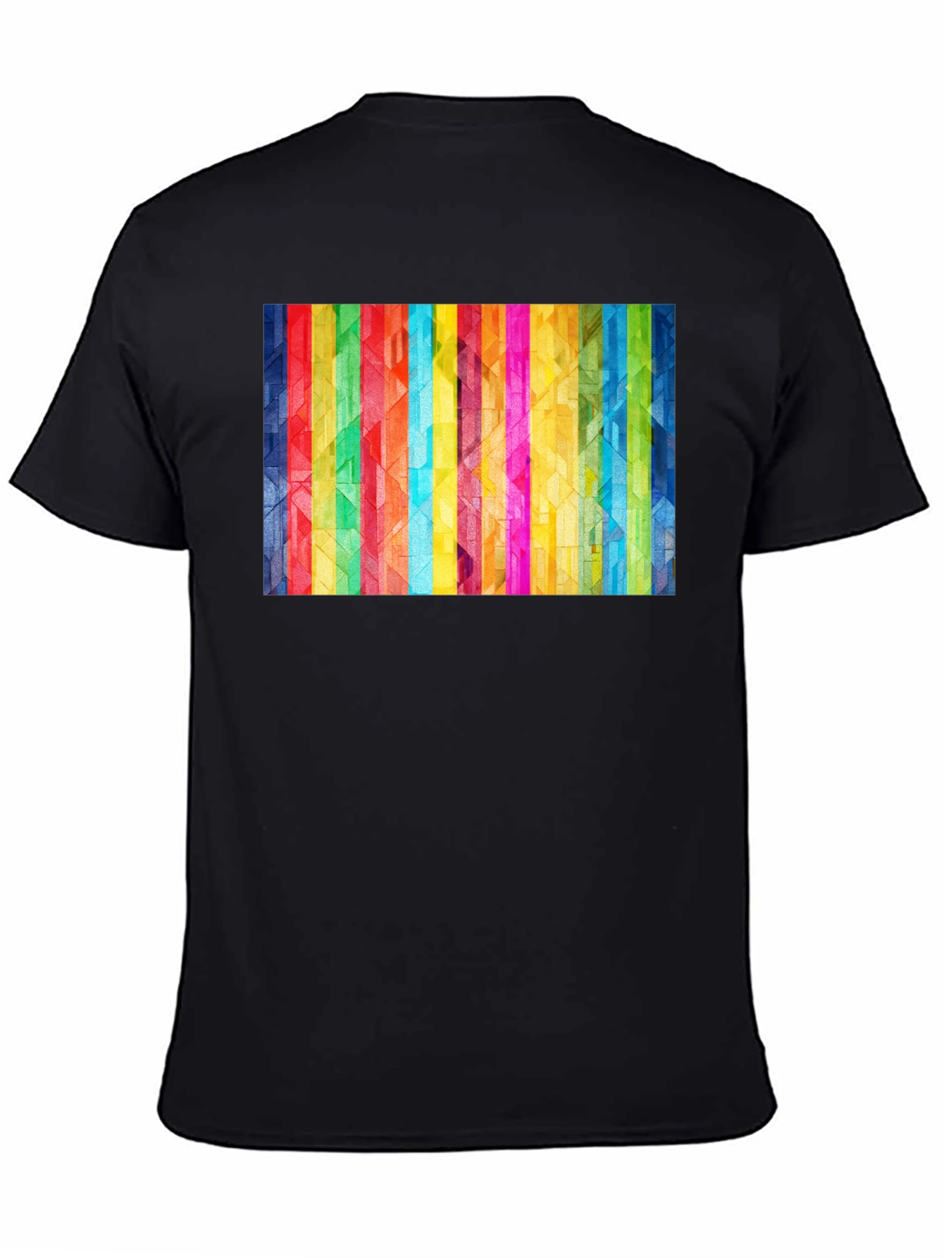 Geometric Rainbow Stripe Graphic Tee
