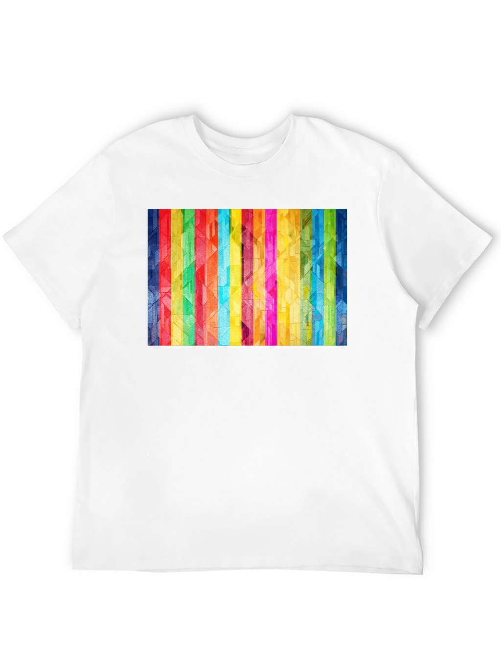Geometric Rainbow Stripe Graphic Tee
