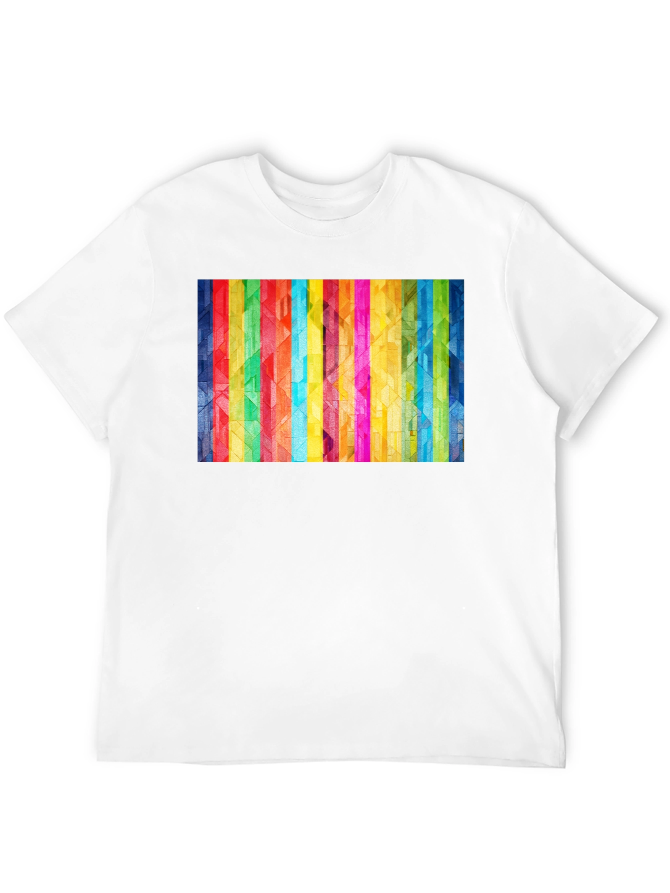 Geometric Rainbow Stripe Graphic Tee