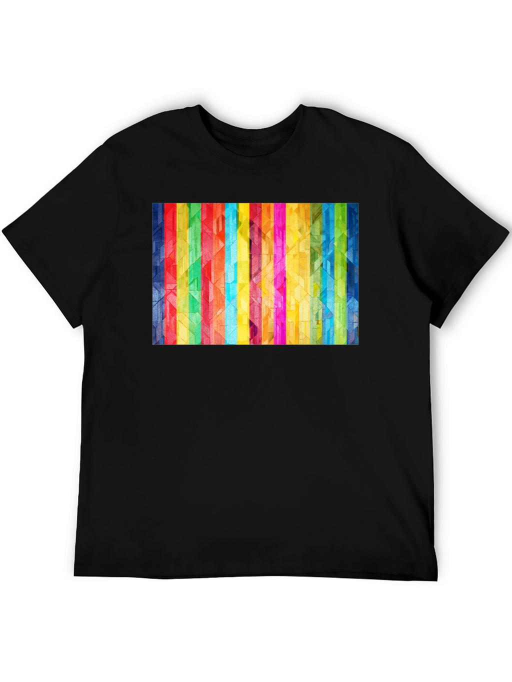 Geometric Rainbow Stripe Graphic Tee