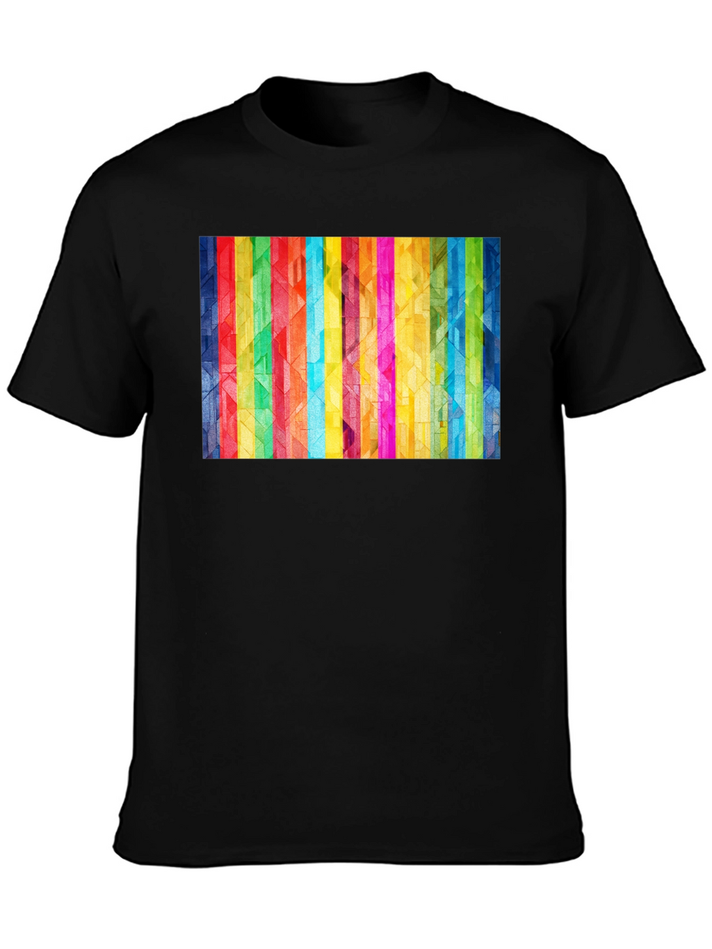 Geometric Rainbow Stripe Graphic Tee