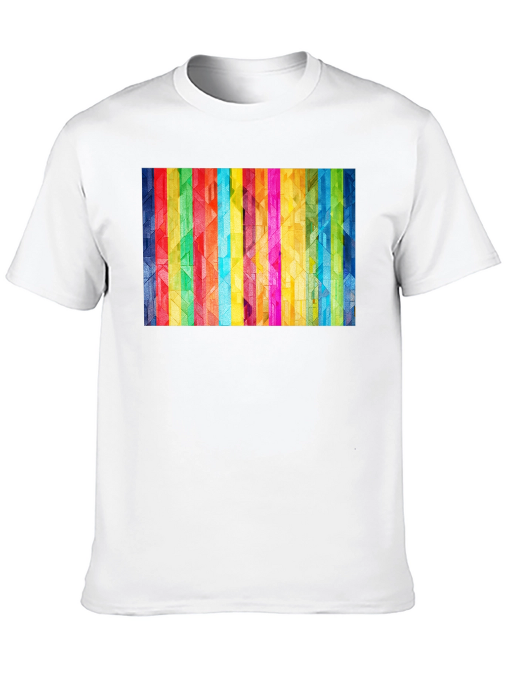 Geometric Rainbow Stripe Graphic Tee