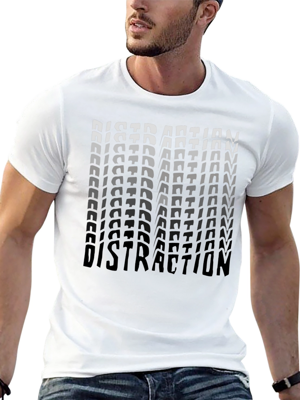 Distraction Graphic Print Black T-Shirt