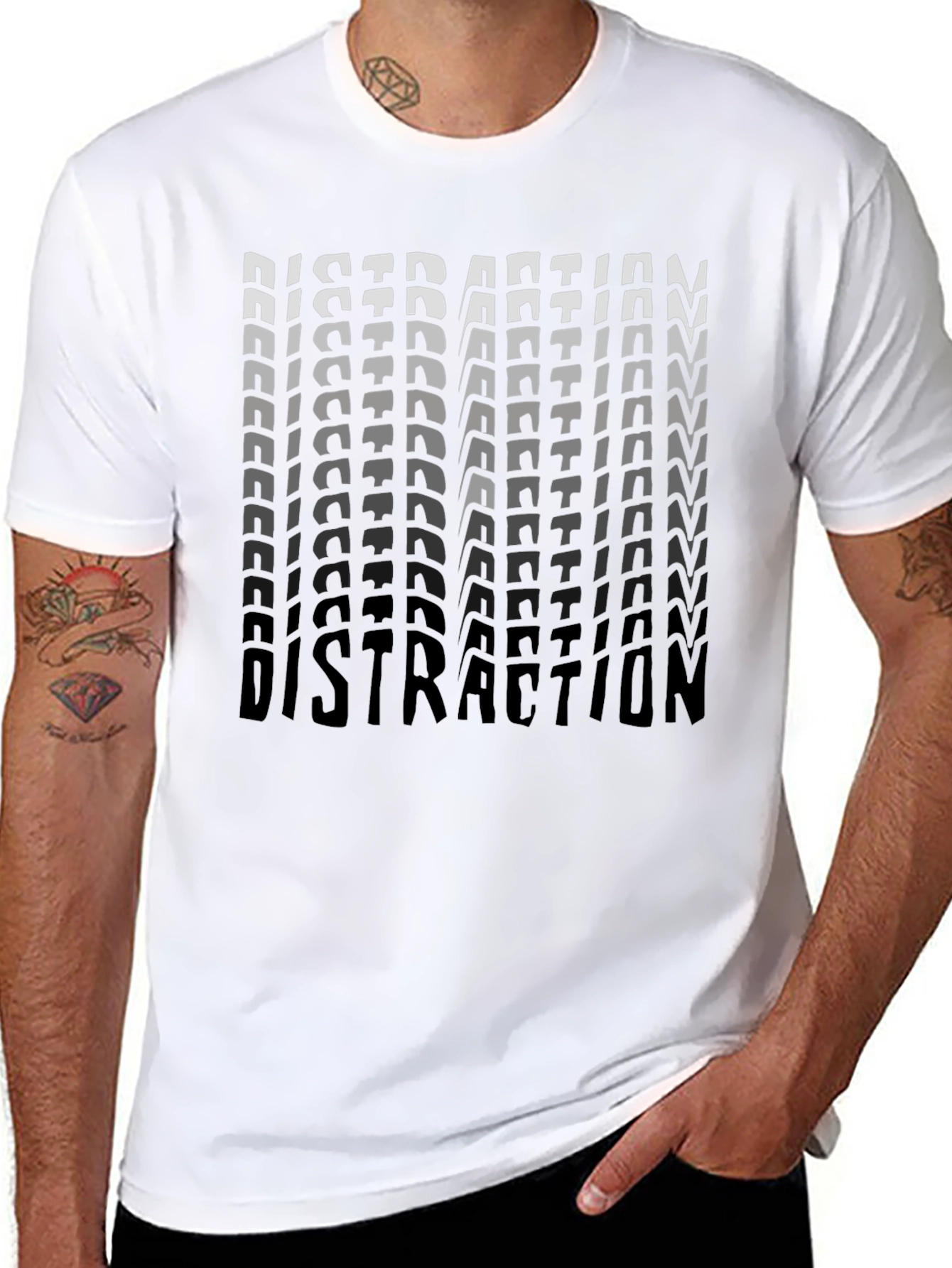 Distraction Graphic Print Black T-Shirt