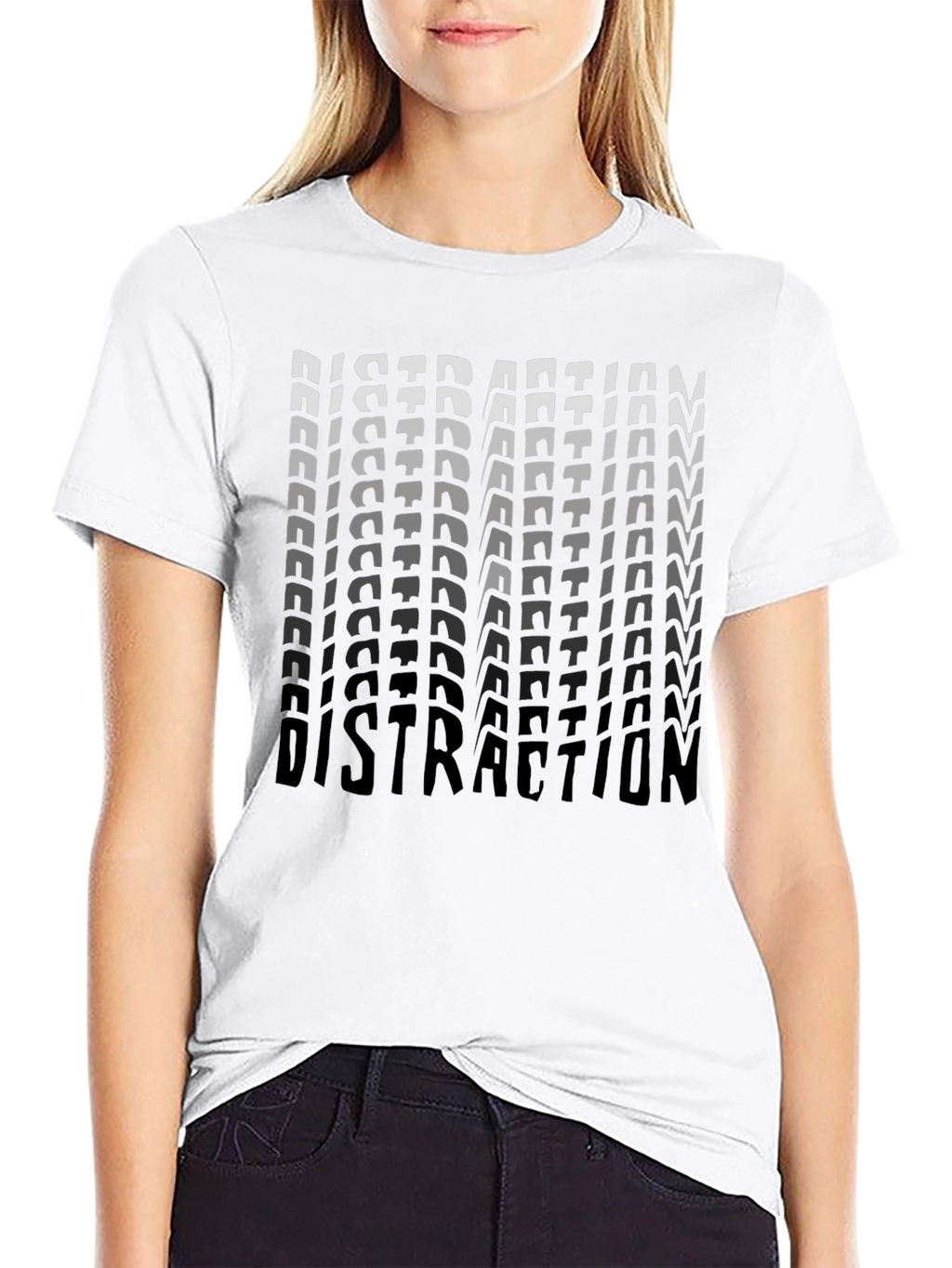 Distraction Graphic Print Black T-Shirt