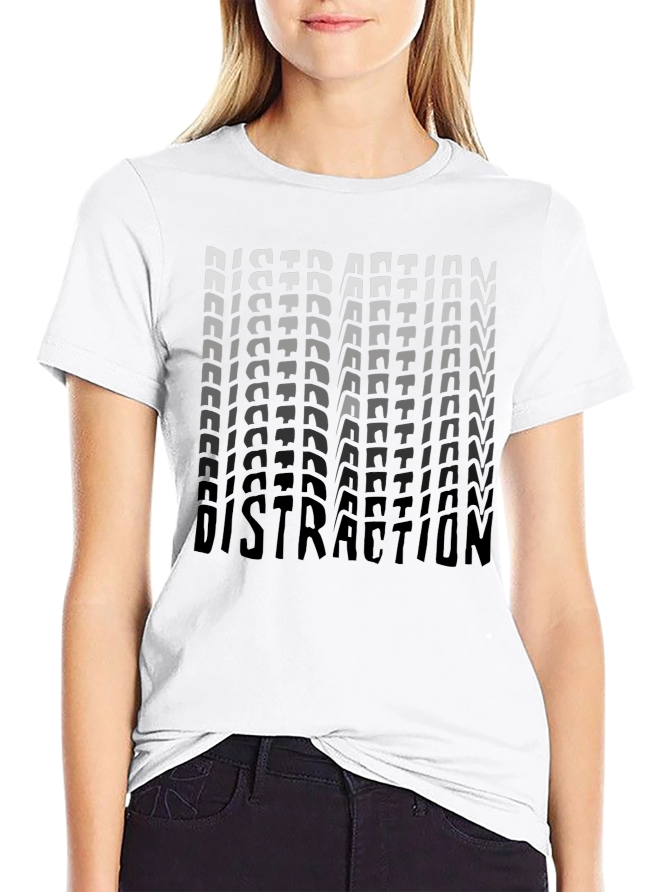 Distraction Graphic Print Black T-Shirt