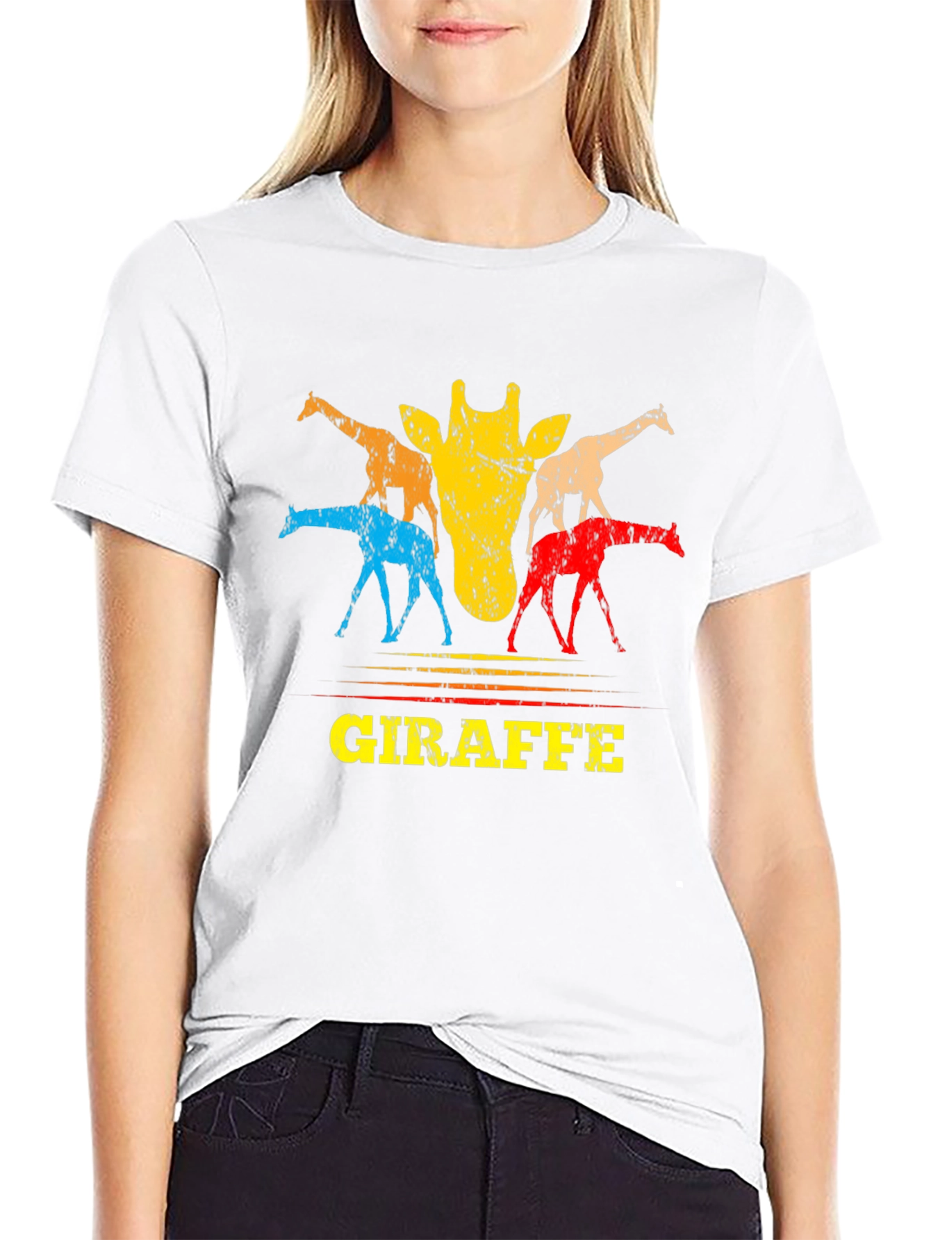 Retro Giraffe Graphic Tee - Unisex Crew Neck T-Shirt