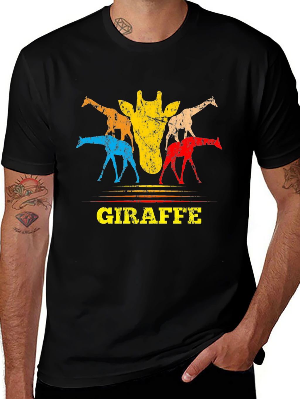 Retro Giraffe Graphic Tee - Unisex Crew Neck T-Shirt