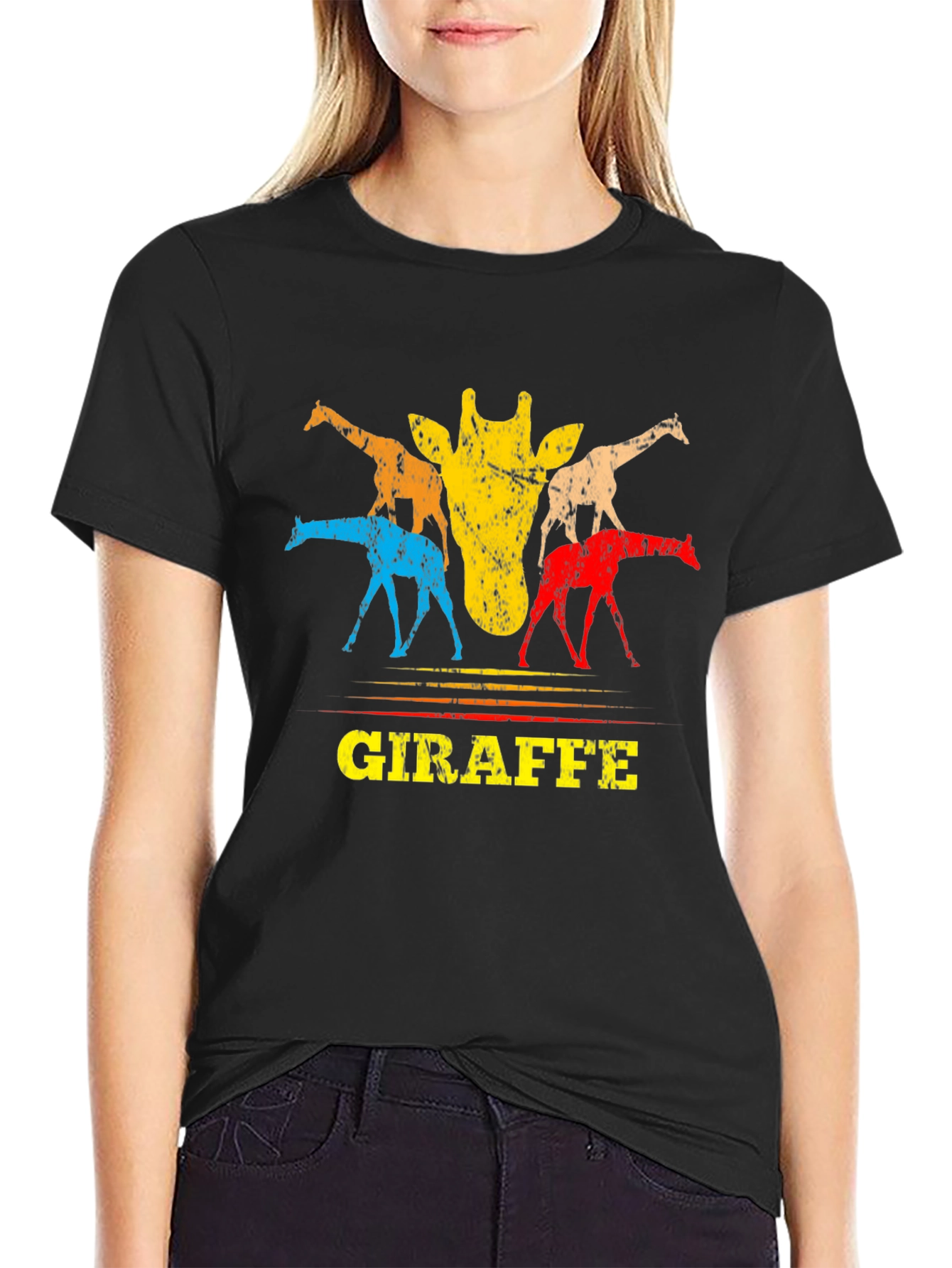 Retro Giraffe Graphic Tee - Unisex Crew Neck T-Shirt