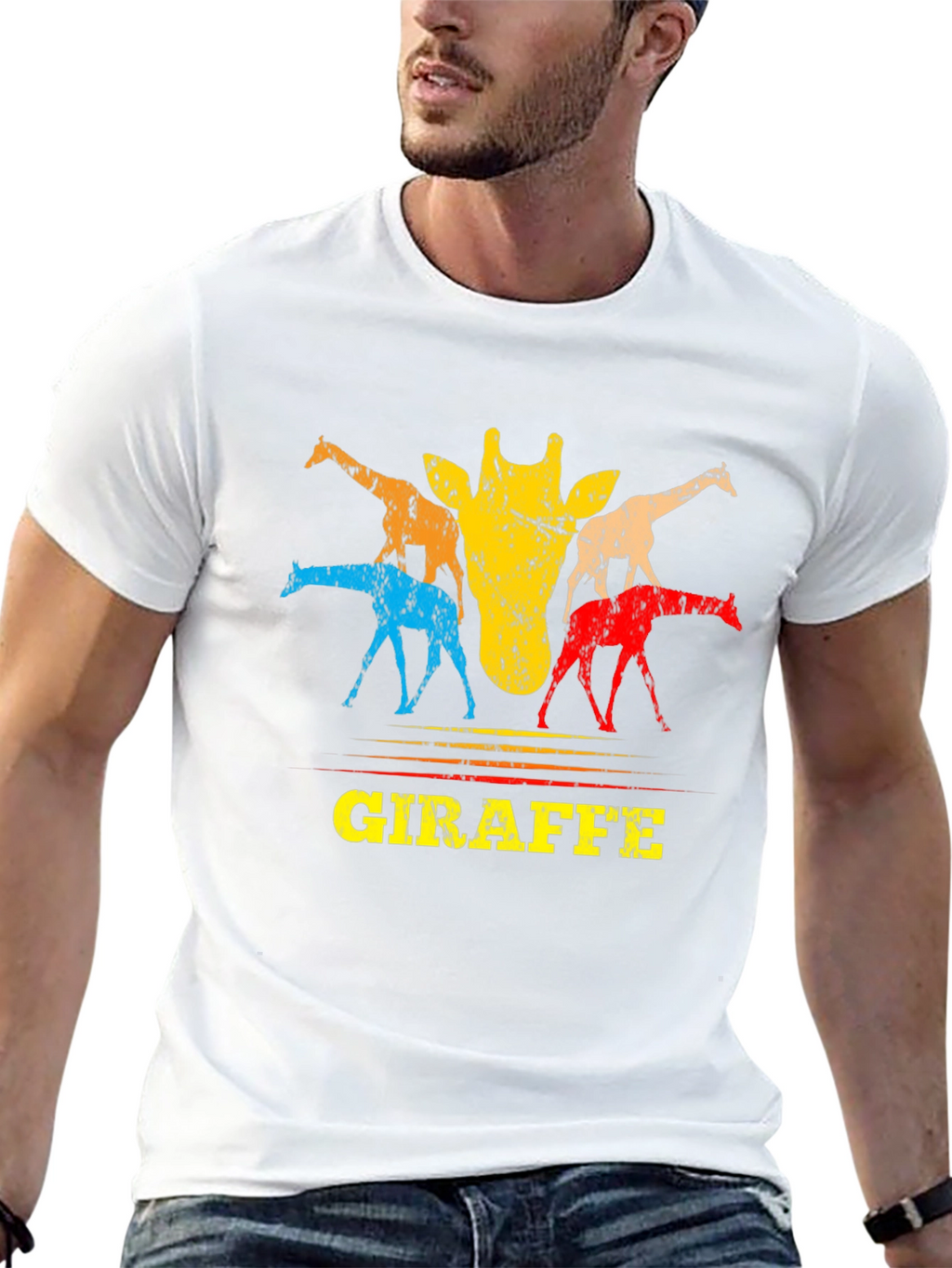 Retro Giraffe Graphic Tee - Unisex Crew Neck T-Shirt