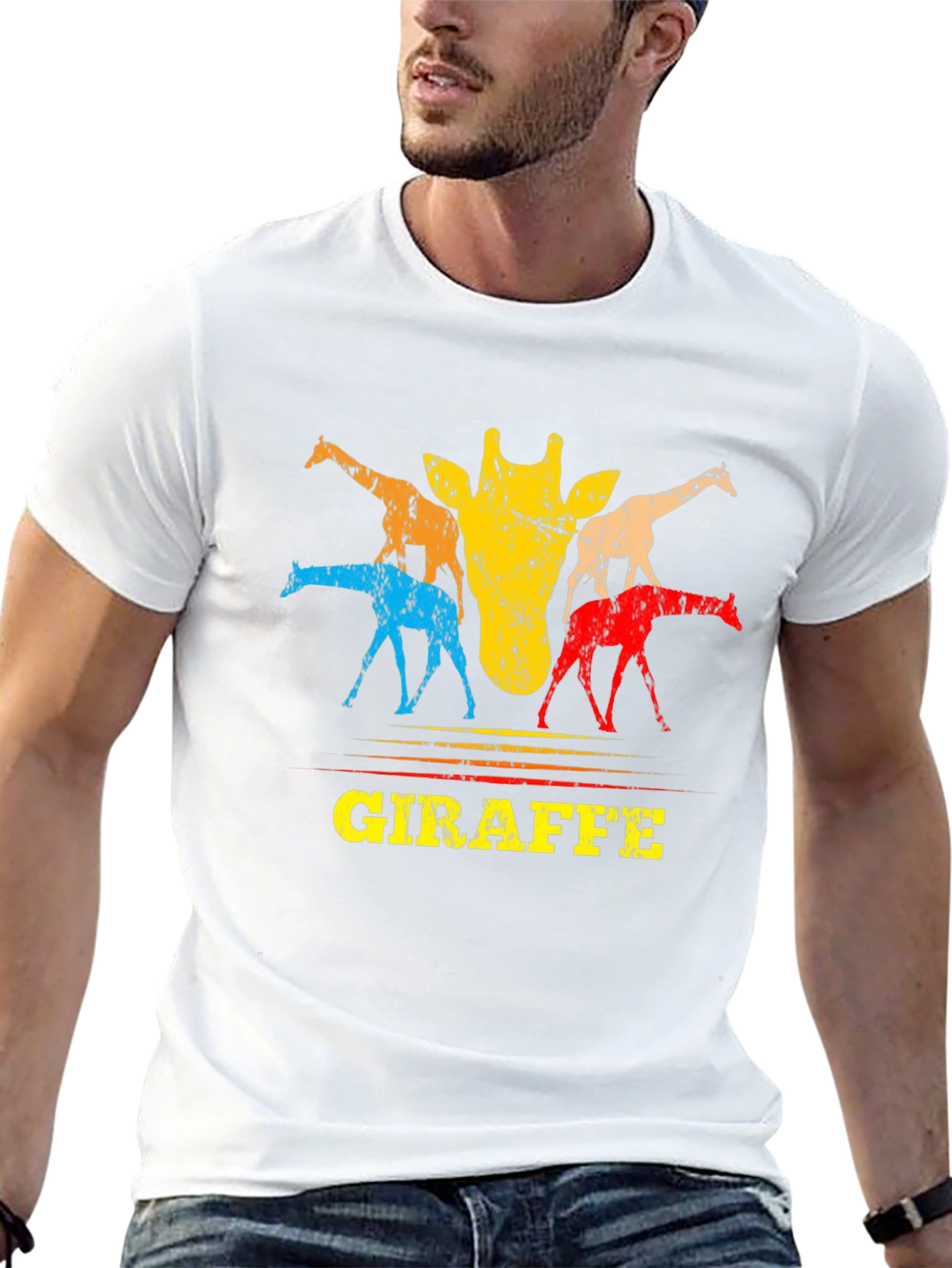 Retro Giraffe Graphic Tee - Unisex Crew Neck T-Shirt