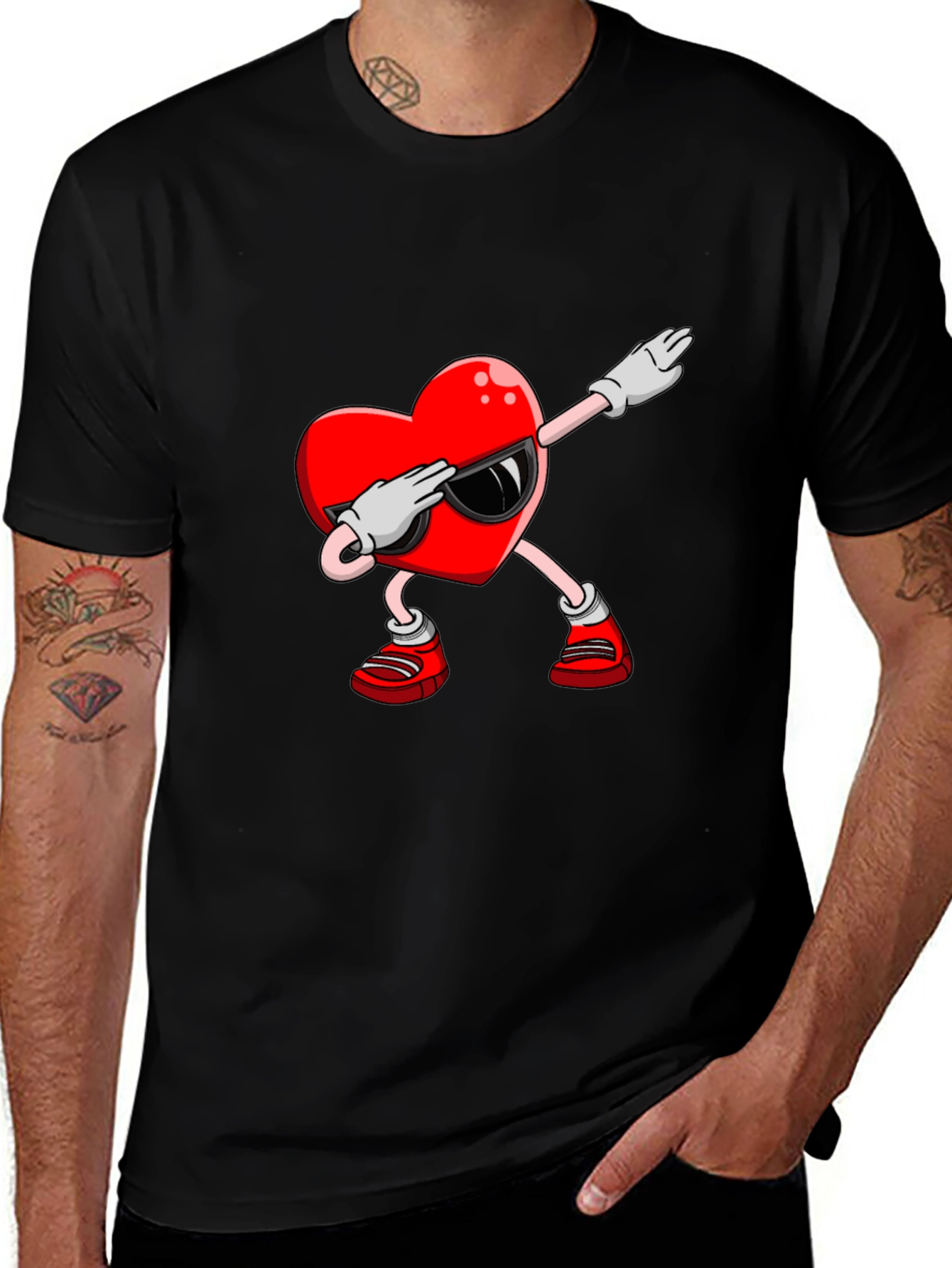 Heart Dabbing Graphic Tee - Valentines Day