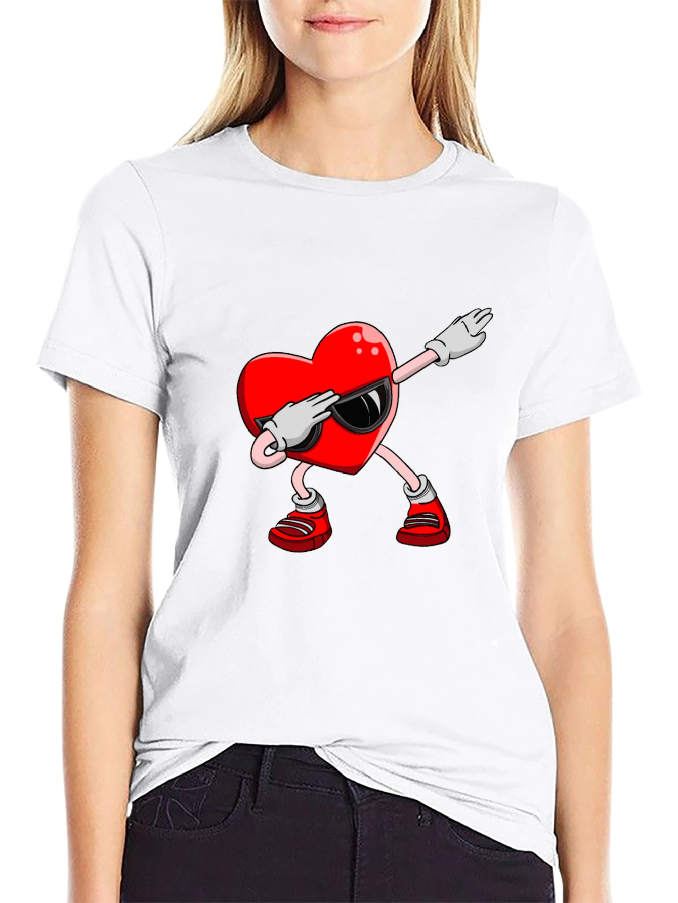 Heart Dabbing Graphic Tee - Valentines Day